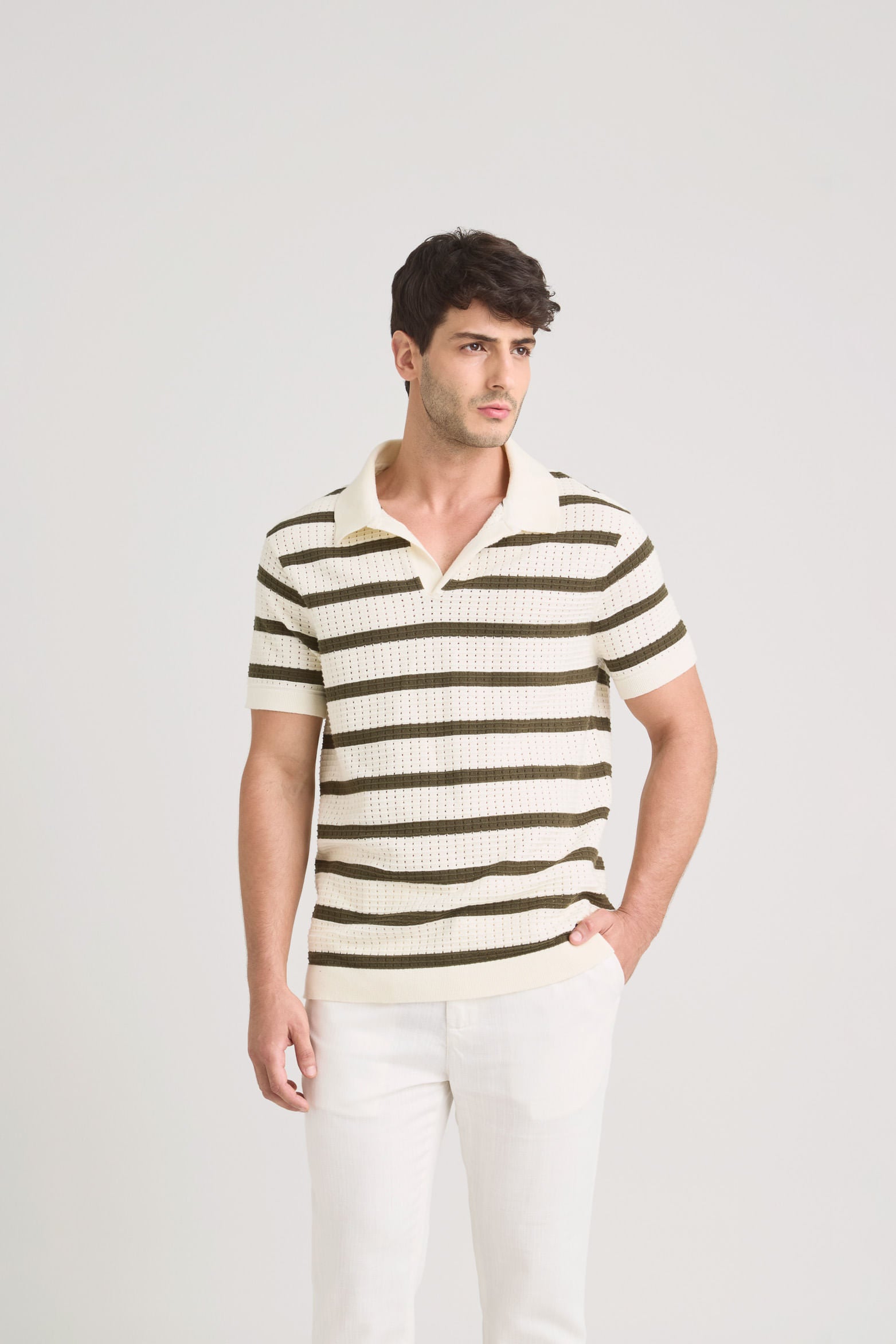 Aurora Short Sleeve Polo for Men, Textured