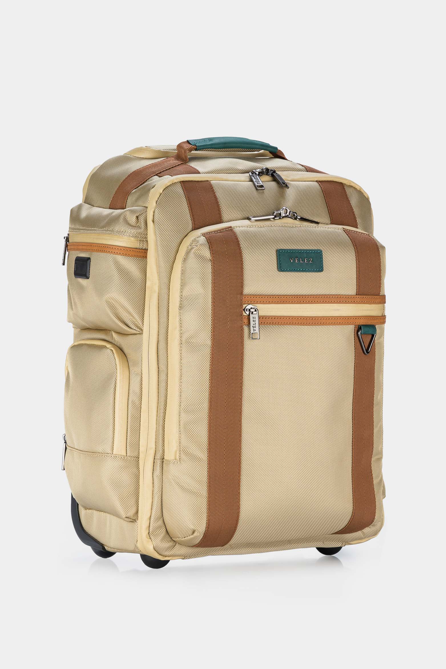 Canvas and Leather Trolley Backpack for Men with Accents
