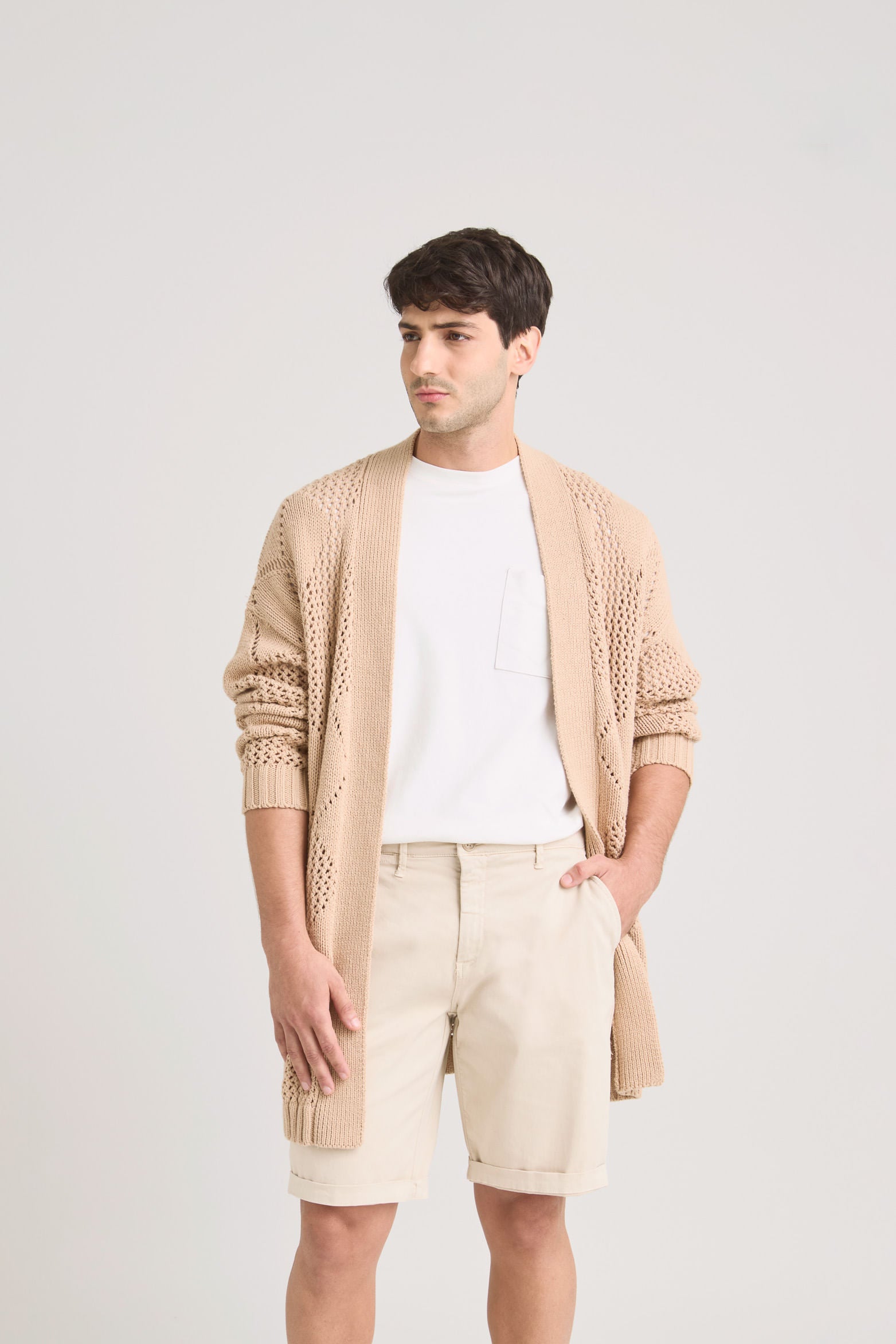Helios Oversized Sweater for Men, Rectilinear Design