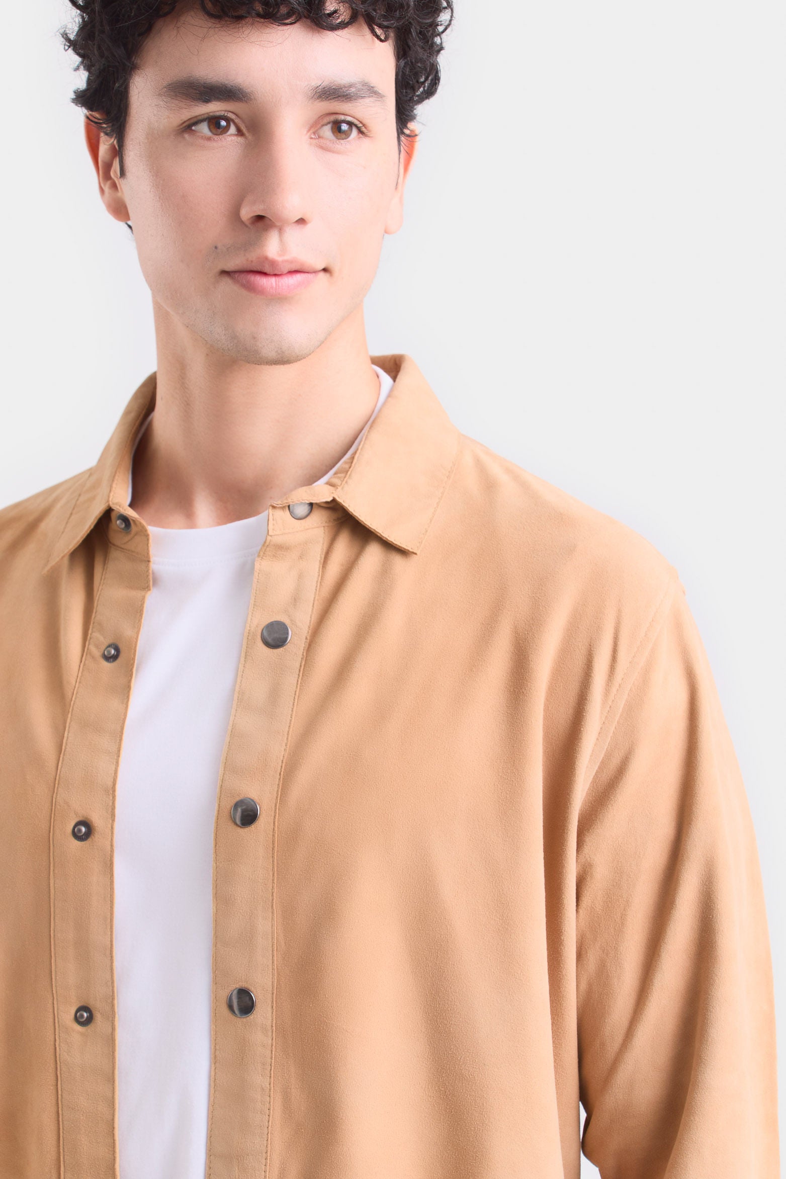 Men’s Suede Leather Long-Sleeve Shirt