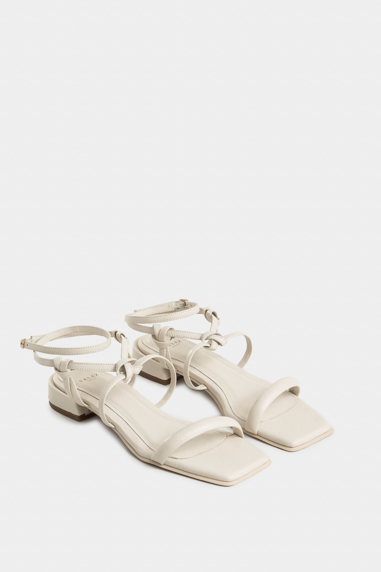 Rose Flat Leather Sandals with Knotted Straps for Women