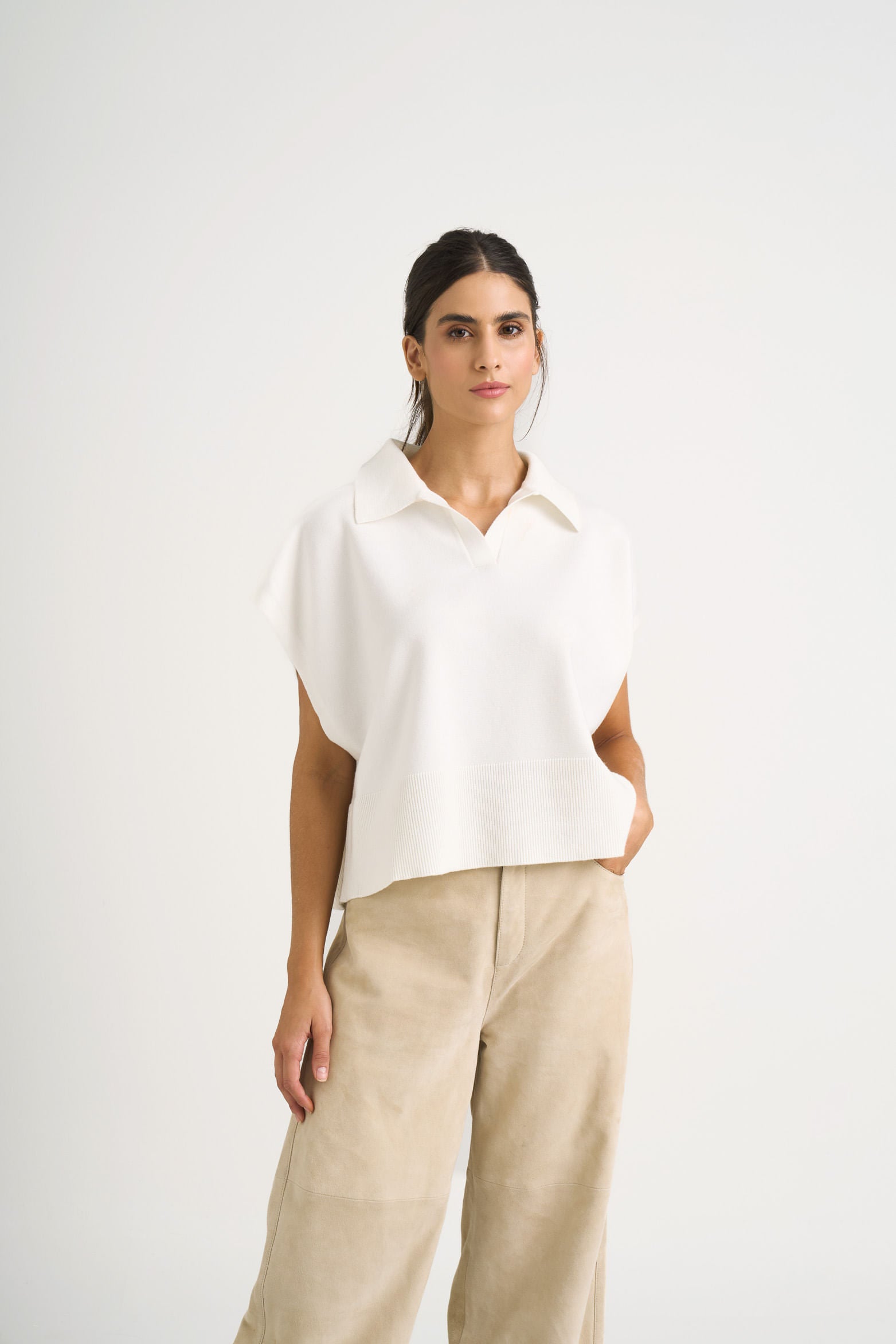 Women's Bora Knit Polo, Boxy Silhouette