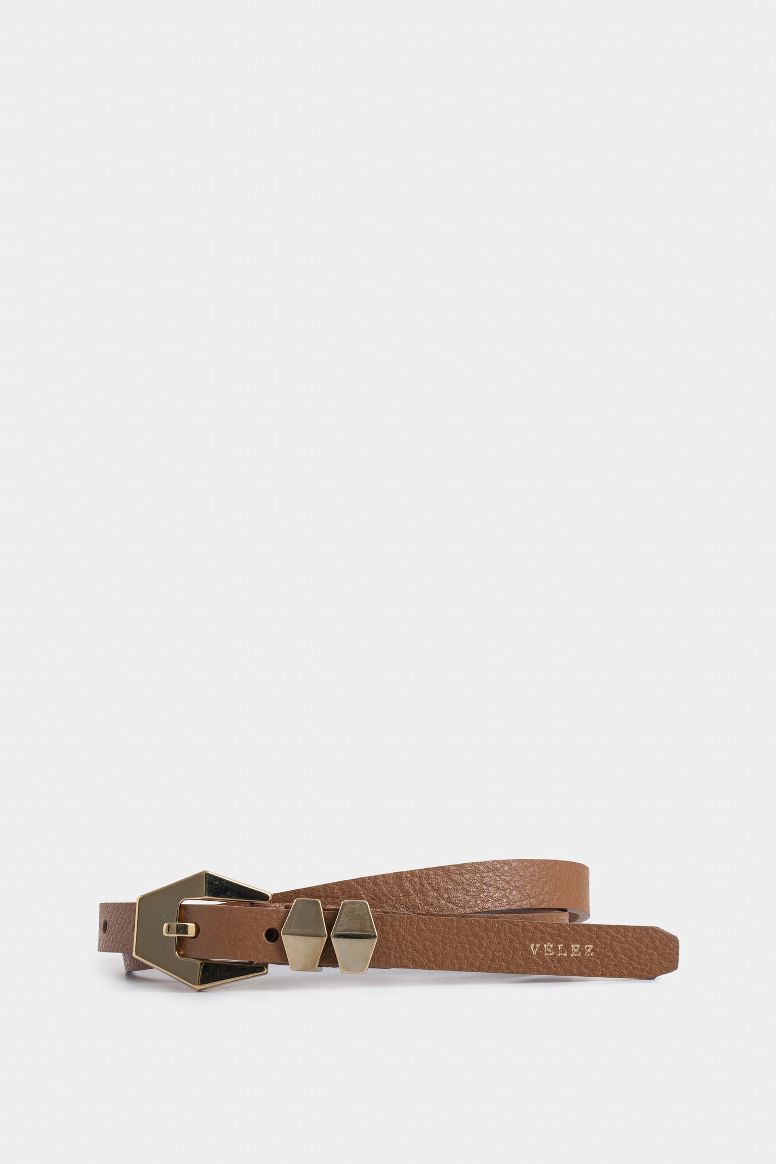 Regular Gardenia Leather Belt for Women with Hexagonal Buckle