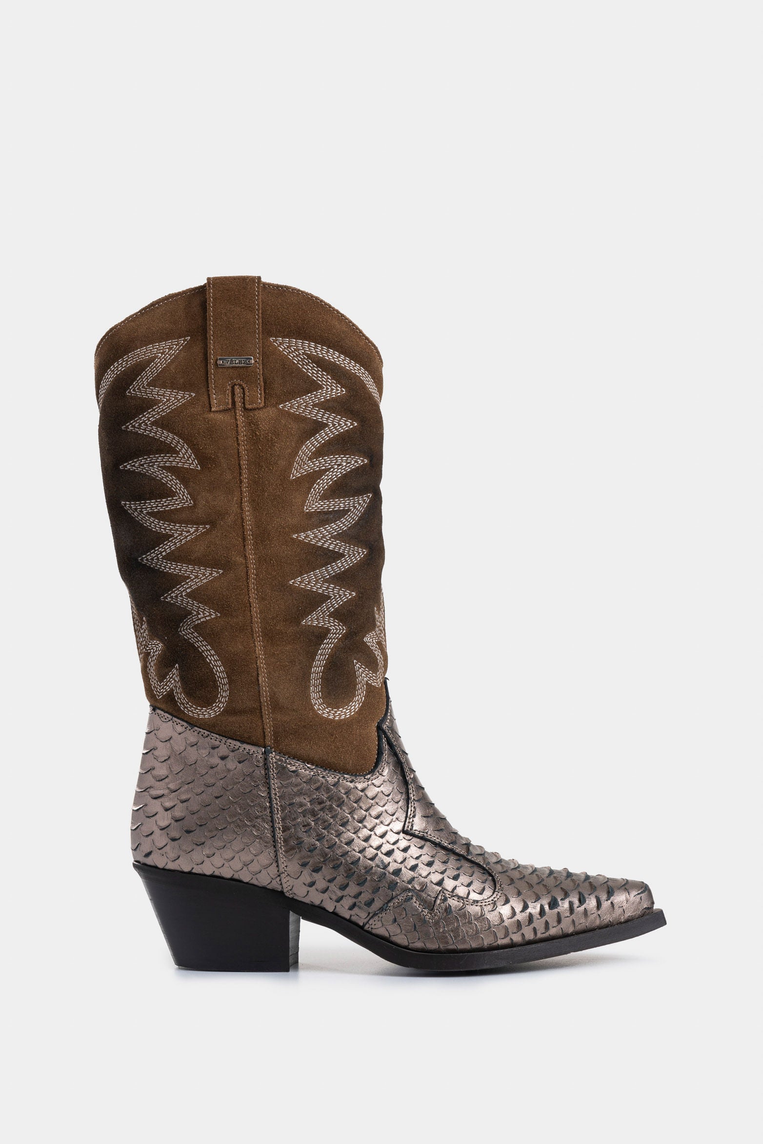 Alena Suede Leather Texan Boots for Women Rustic Finish