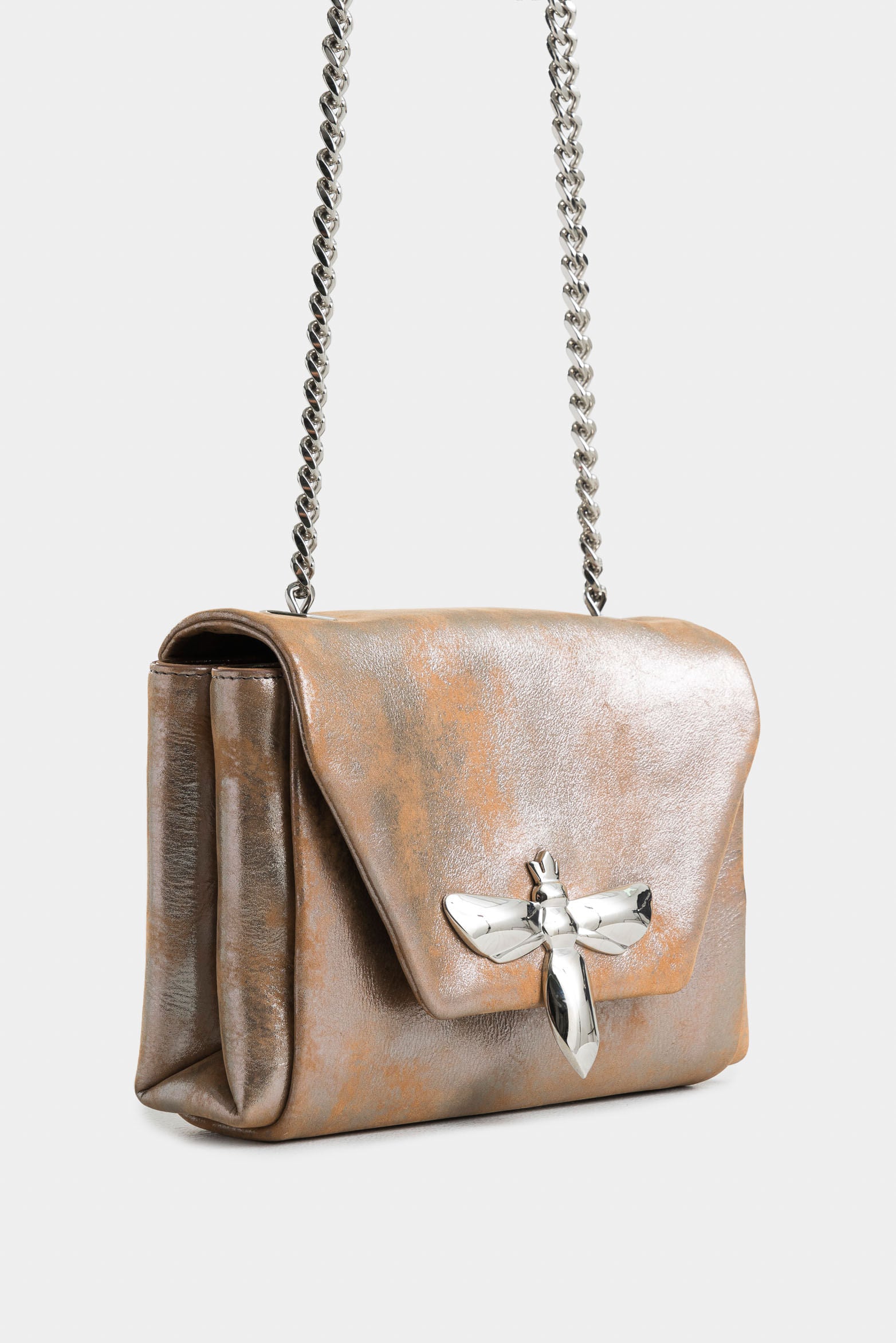 Lili Folia Leather Bowling Bag with Bee Insignia for Women