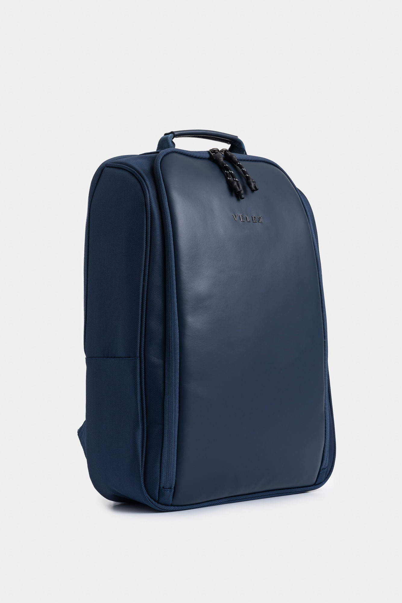 Poniente Leather and Canvas Backpack for Men with Multiple Compartments in Dark Blue