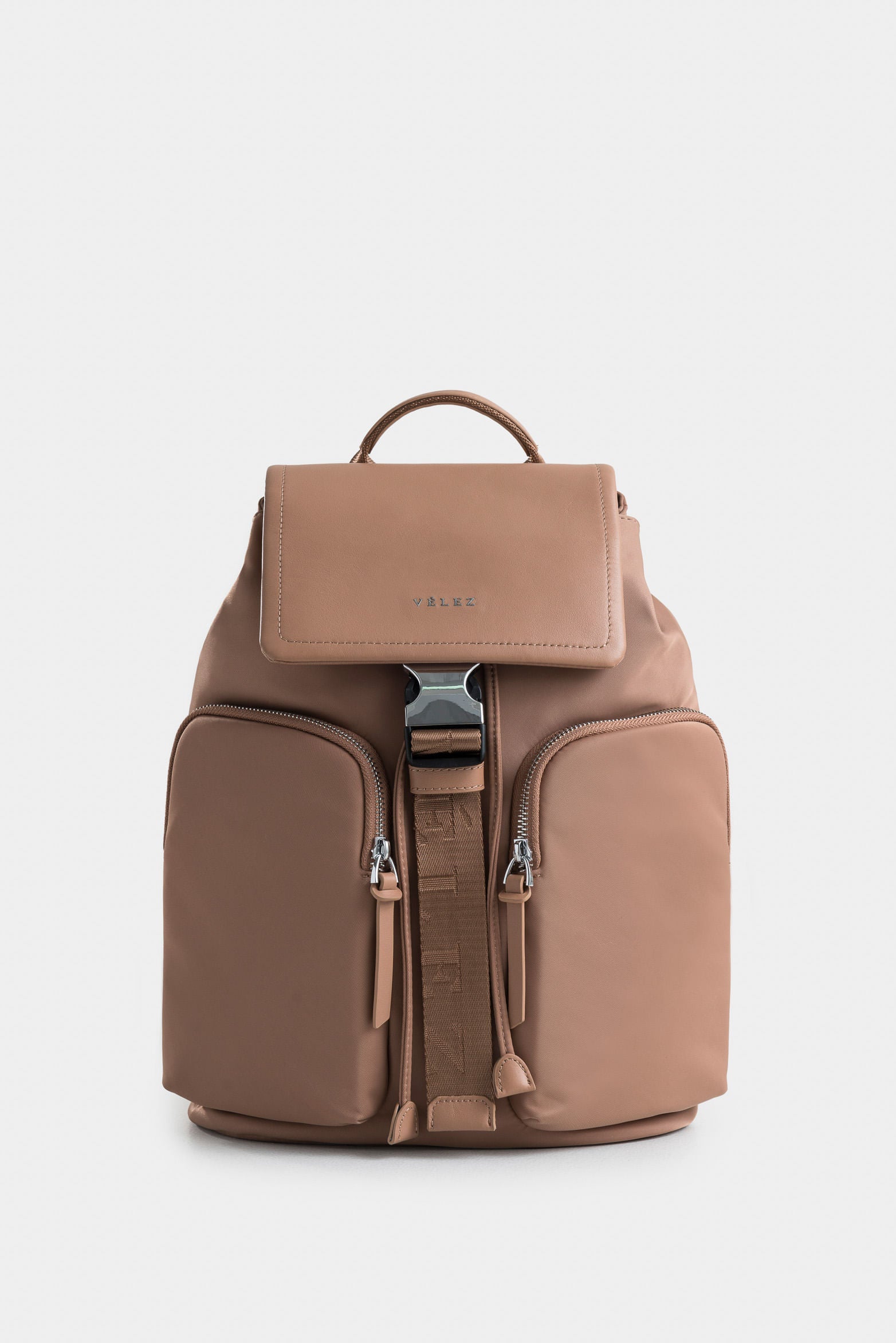 Ibiza Canvas and Leather Backpack with Pink Clasp for Women