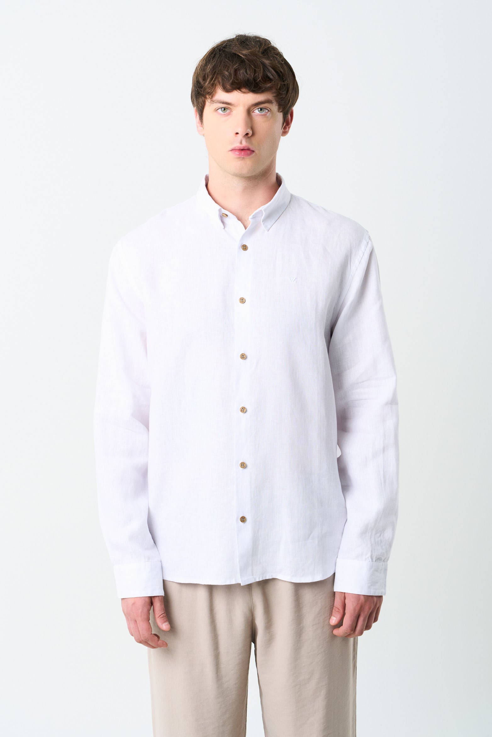 Roma Long Sleeve Linen Shirt for Men Semi Fitted