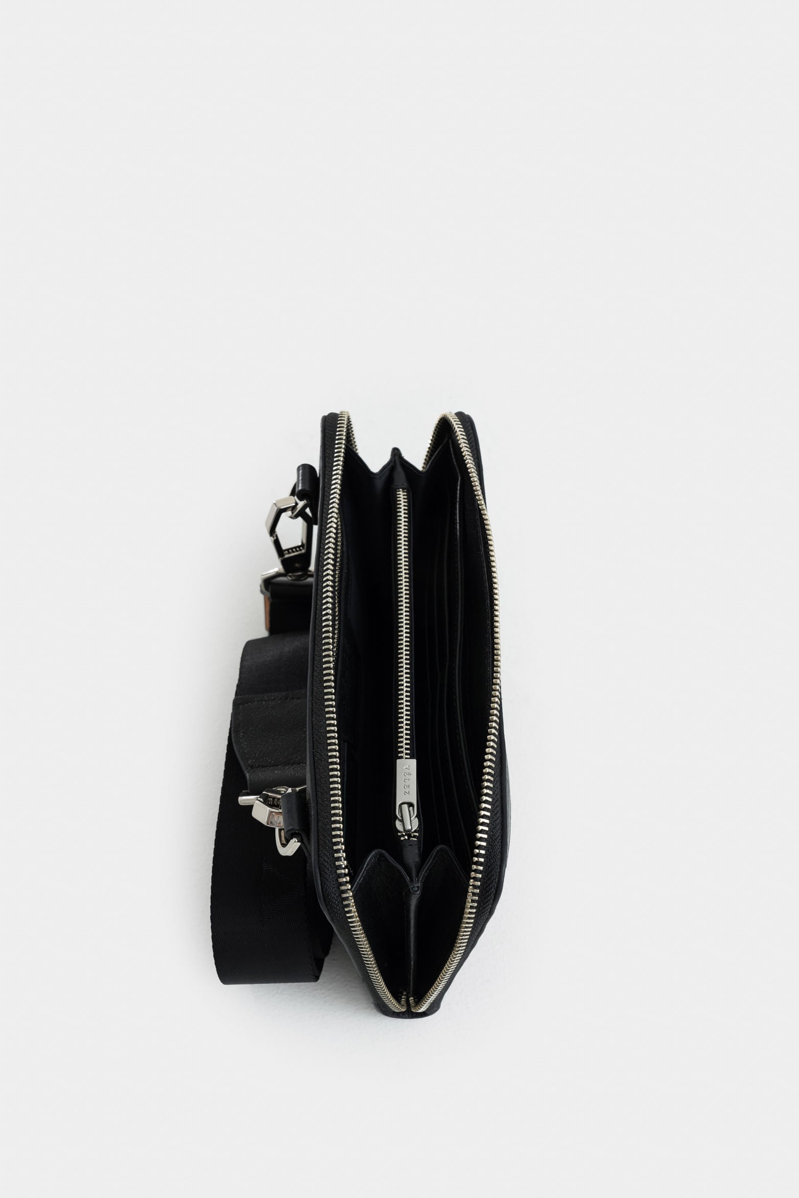 Elba Leather Sling Bag for Men with Front Weave in Black