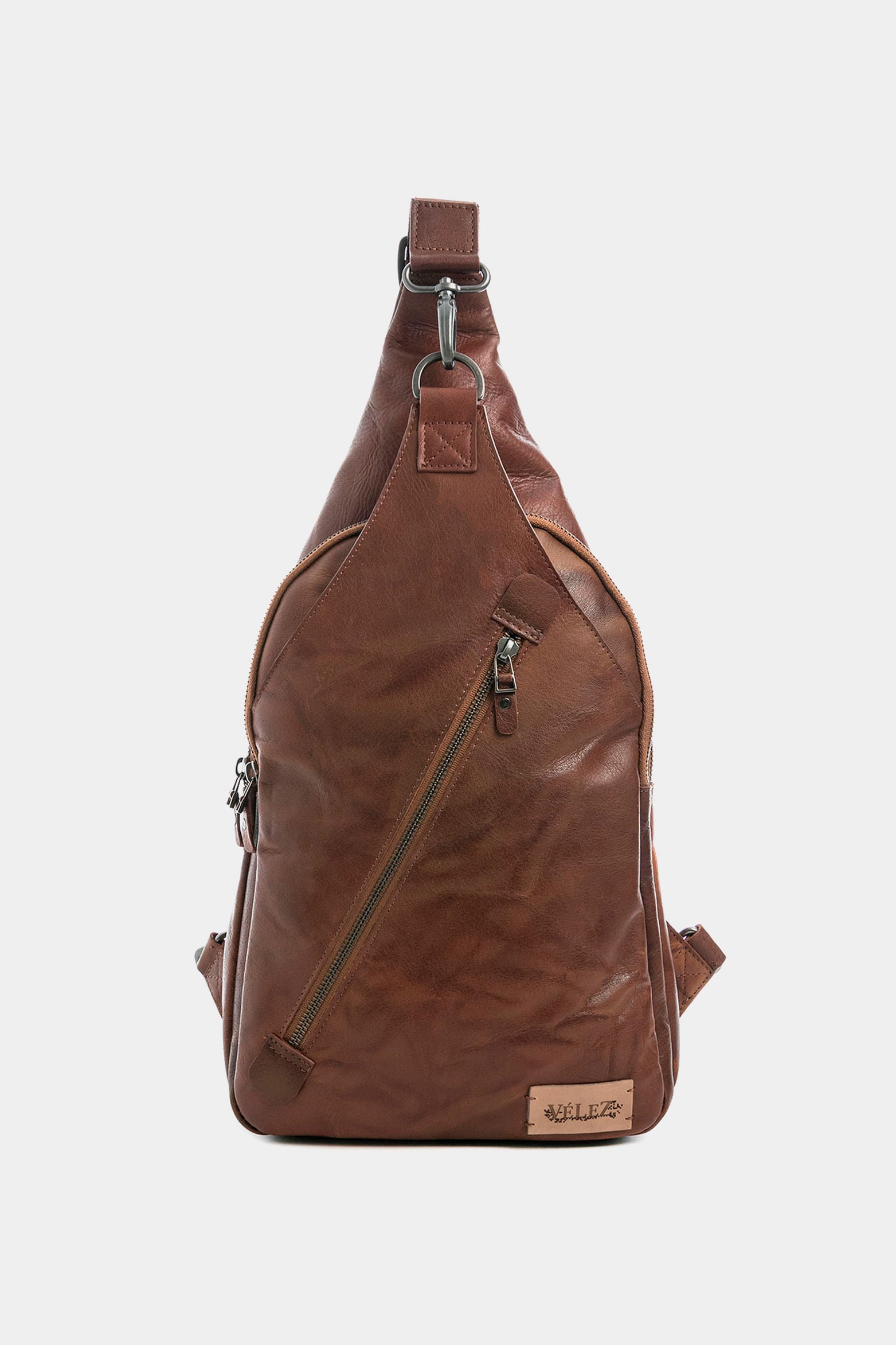 Men’s Sling Handbags in Honey Leather with Adjustable Strap