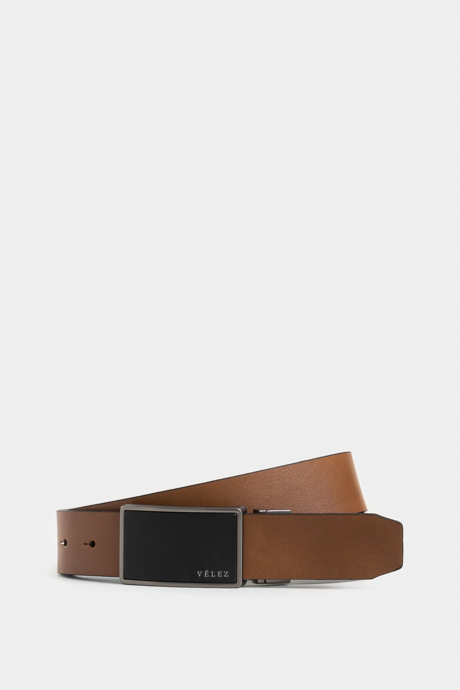 Reversible Leather Belt with Contrast Buckle