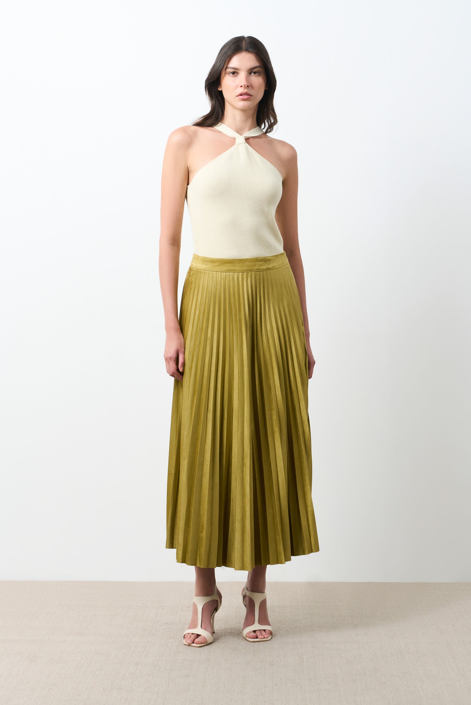 Alma pleated skirt for women in knit fabric
