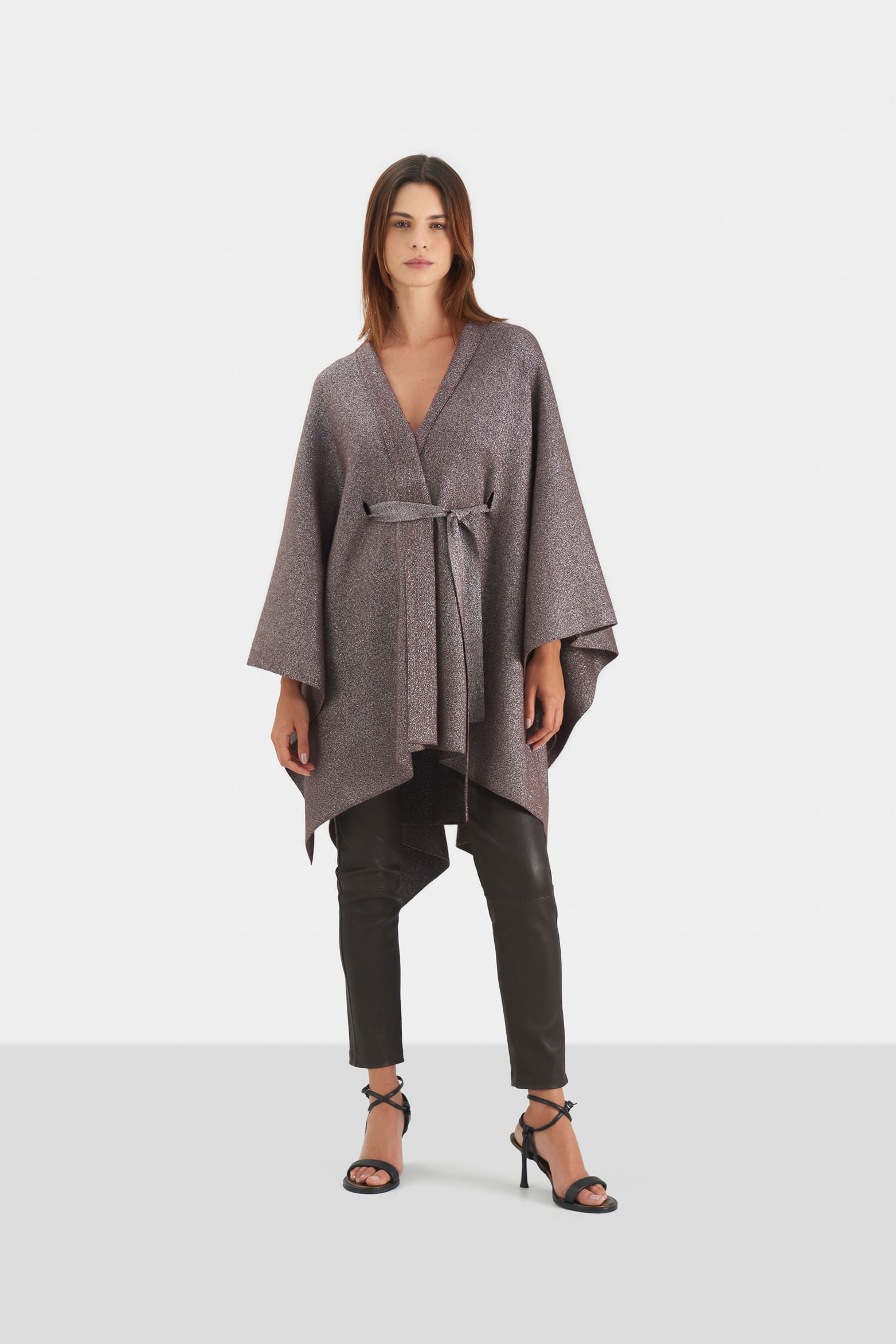 Iris Knitted Poncho for Women with Lurex Threads