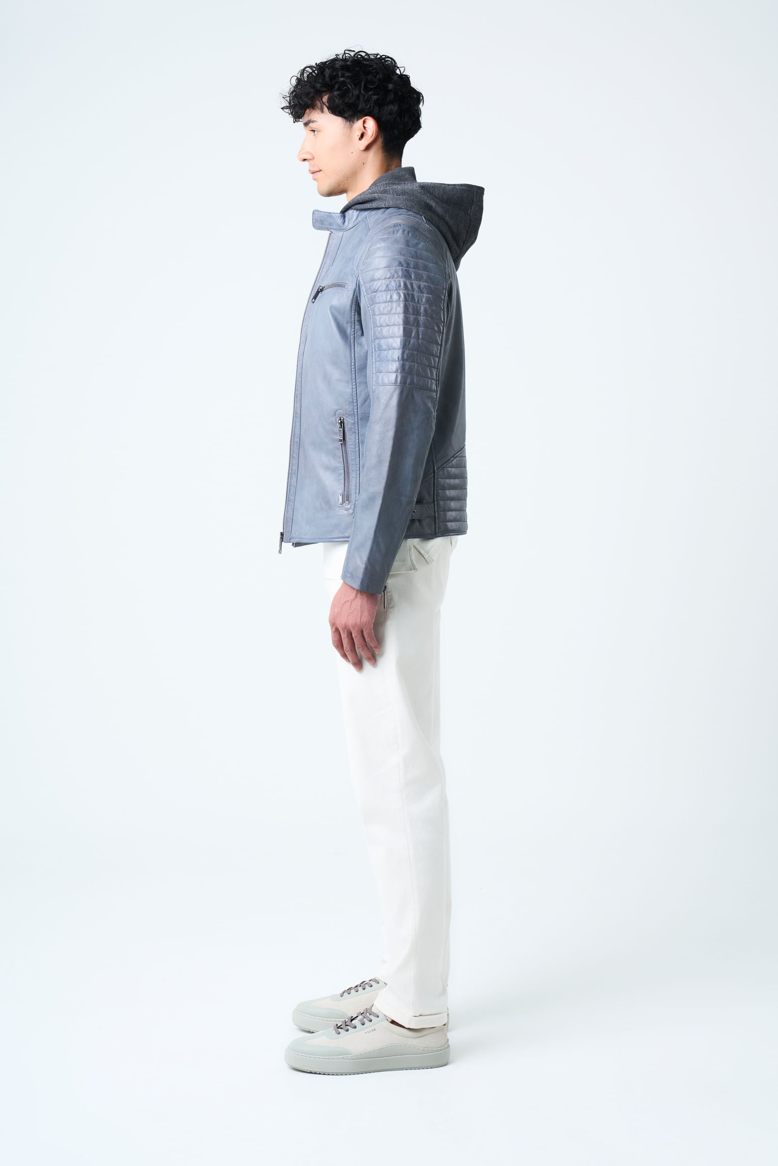 Belmont Leather Jacket for Men with Hood and Chest Panel