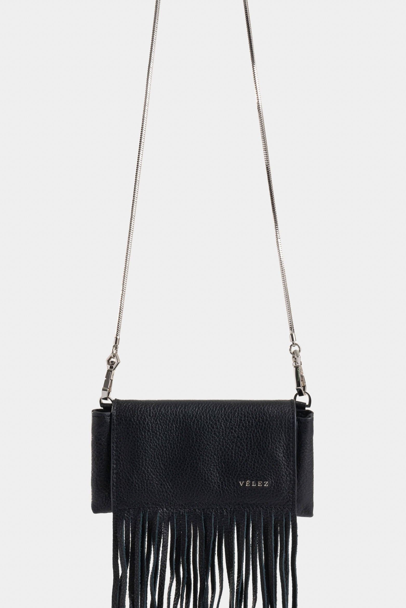 Mini Tabit cracked leather crossbody bag for women with fringes