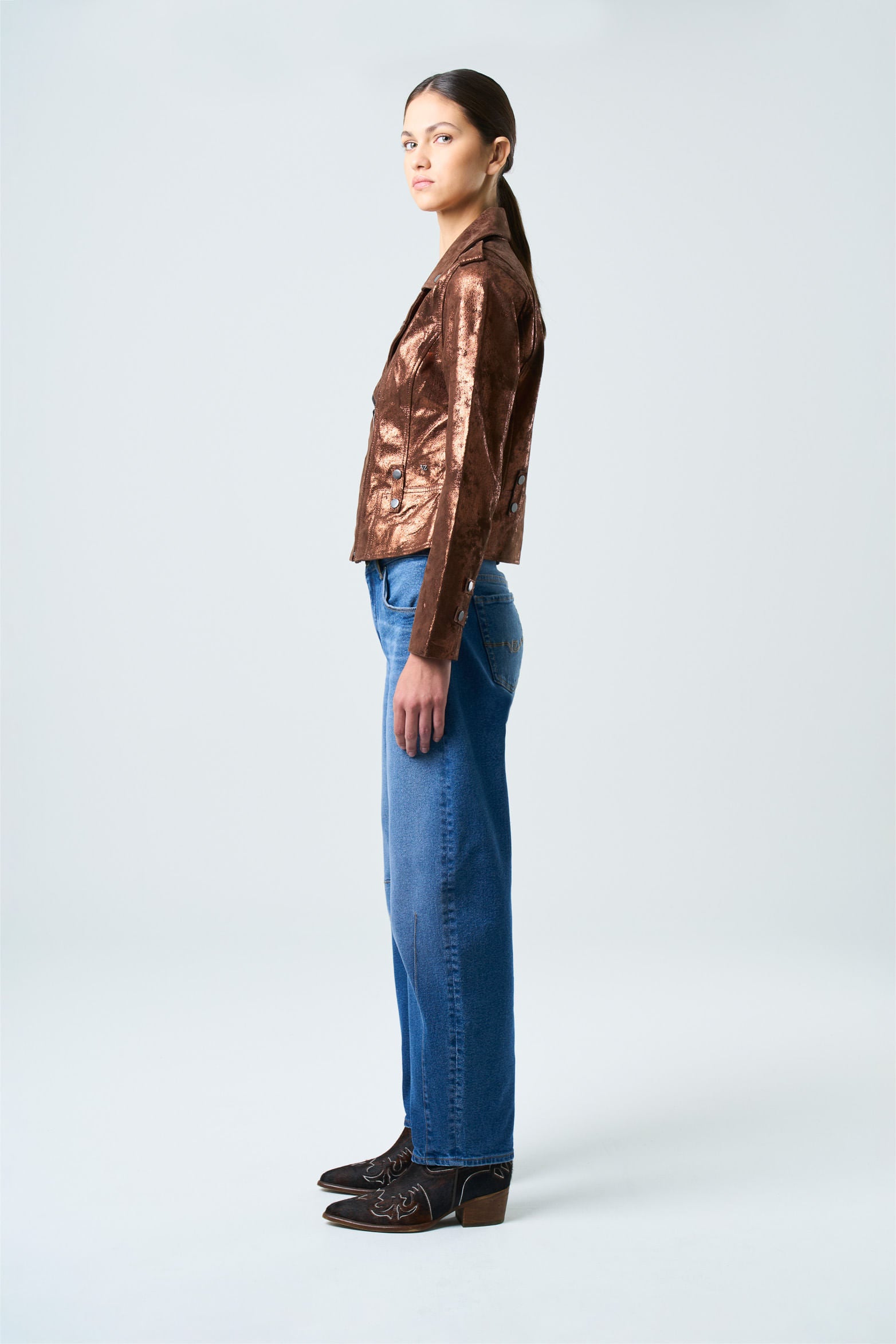 Women's Royal Glass Leather Biker Jacket