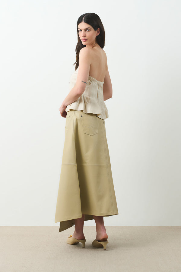 Cleo asymmetrical leather skirt for women
