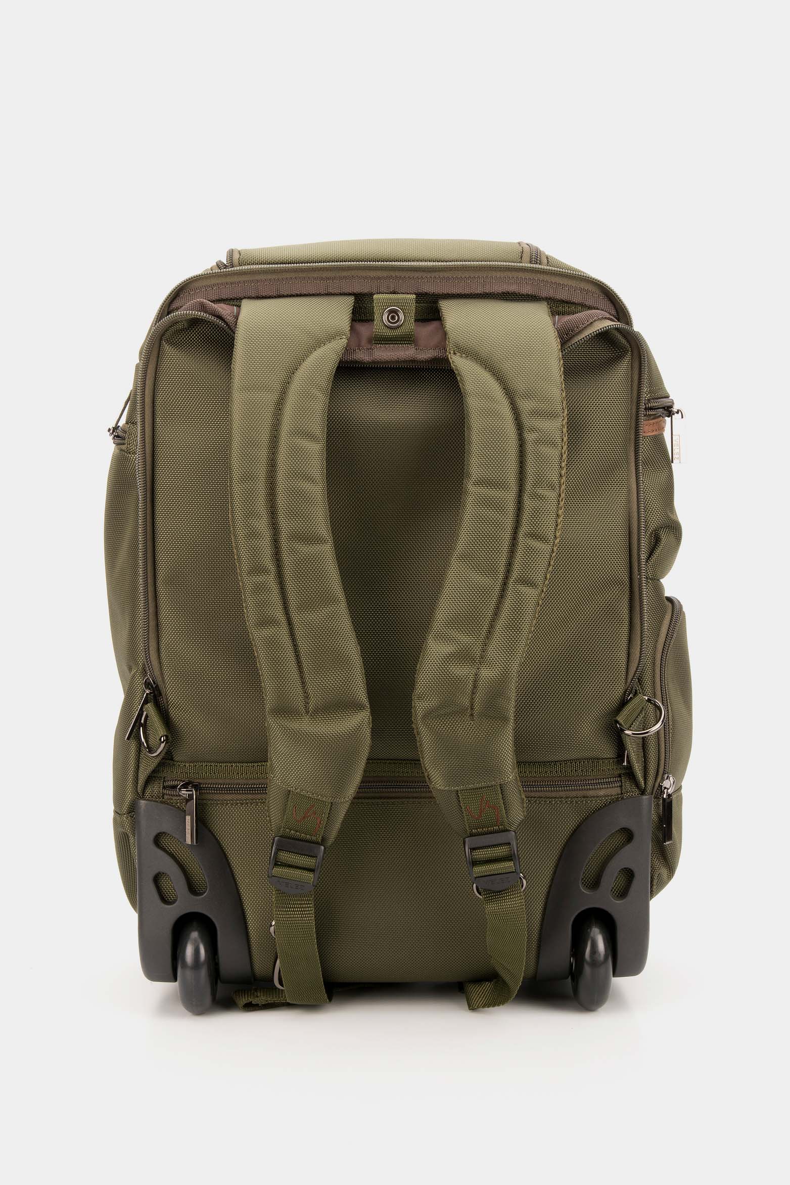 Canvas and Leather Trolley Backpack for Men with Accents