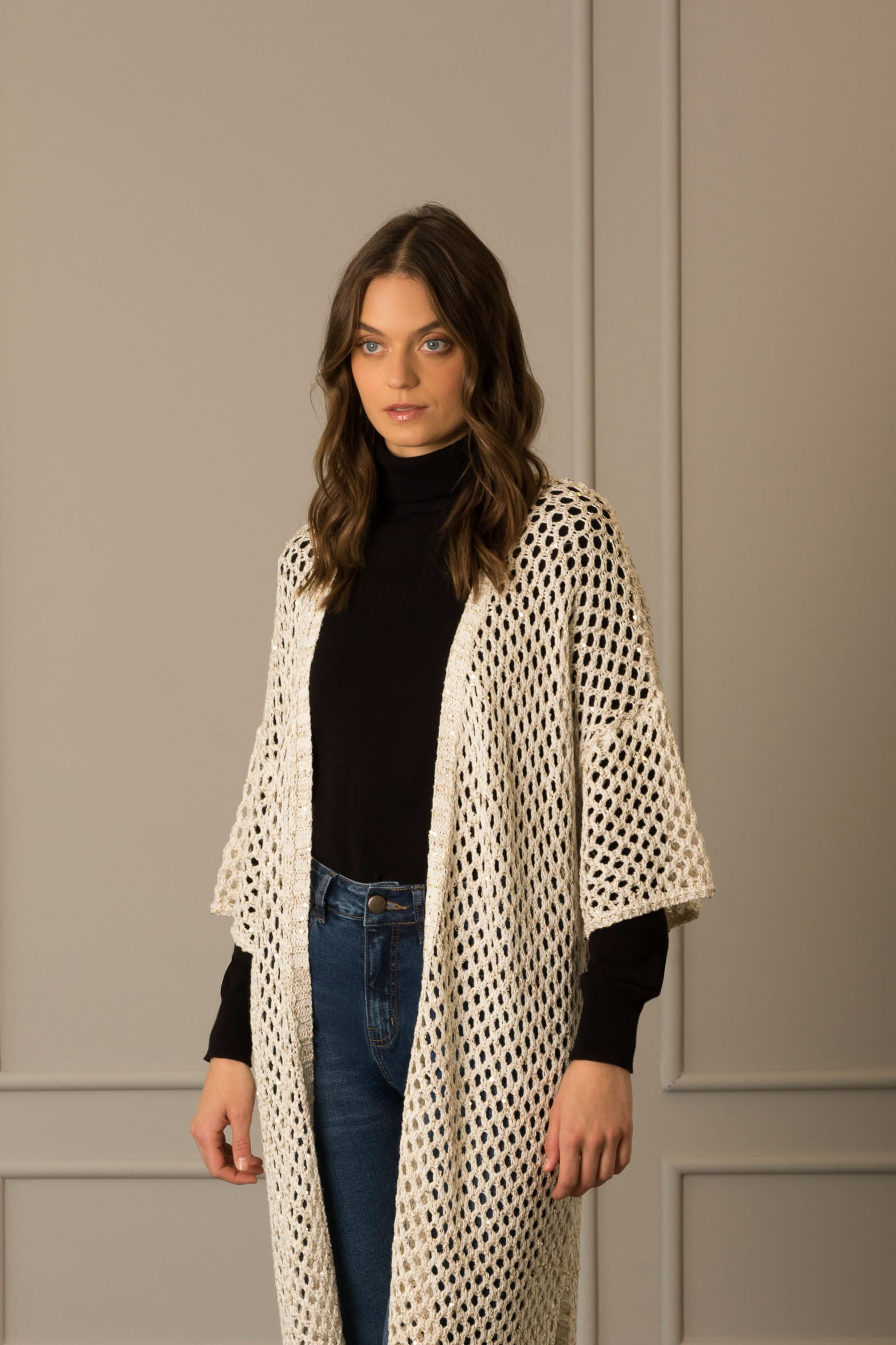 Women’s Maqui Knit Cardigan in Pearl with Sequins