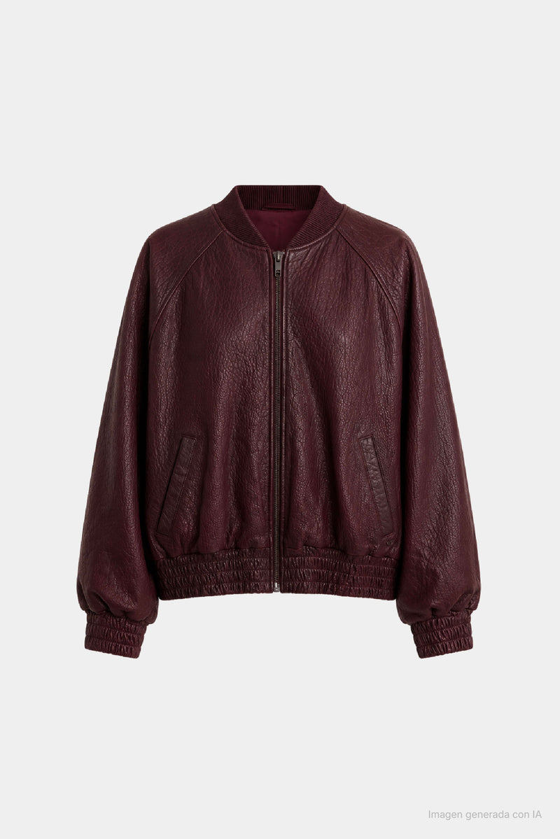 Men's Calypso Textured Leather Bomber Jacket