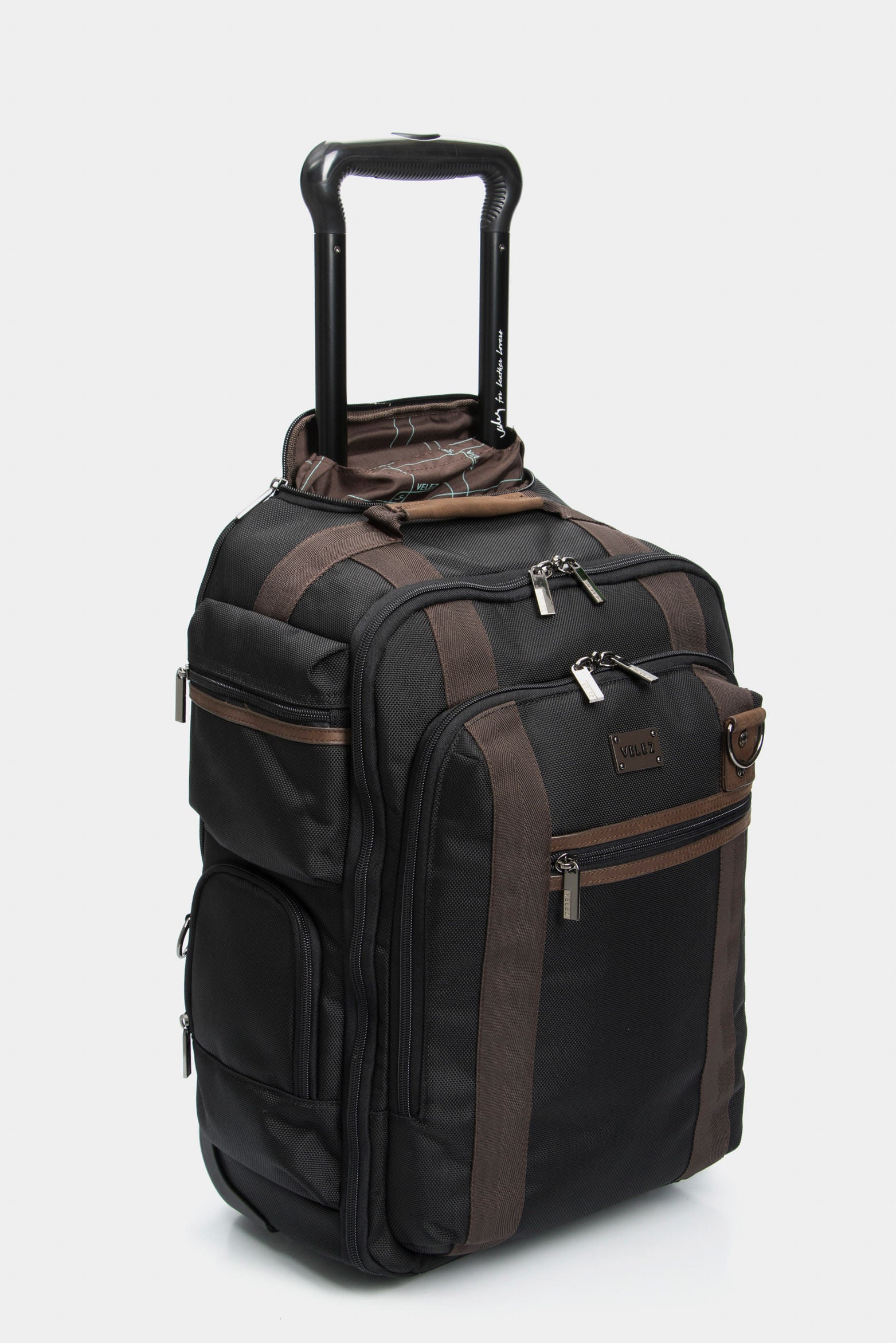 Canvas and Leather Trolley Backpack for Men with Accents