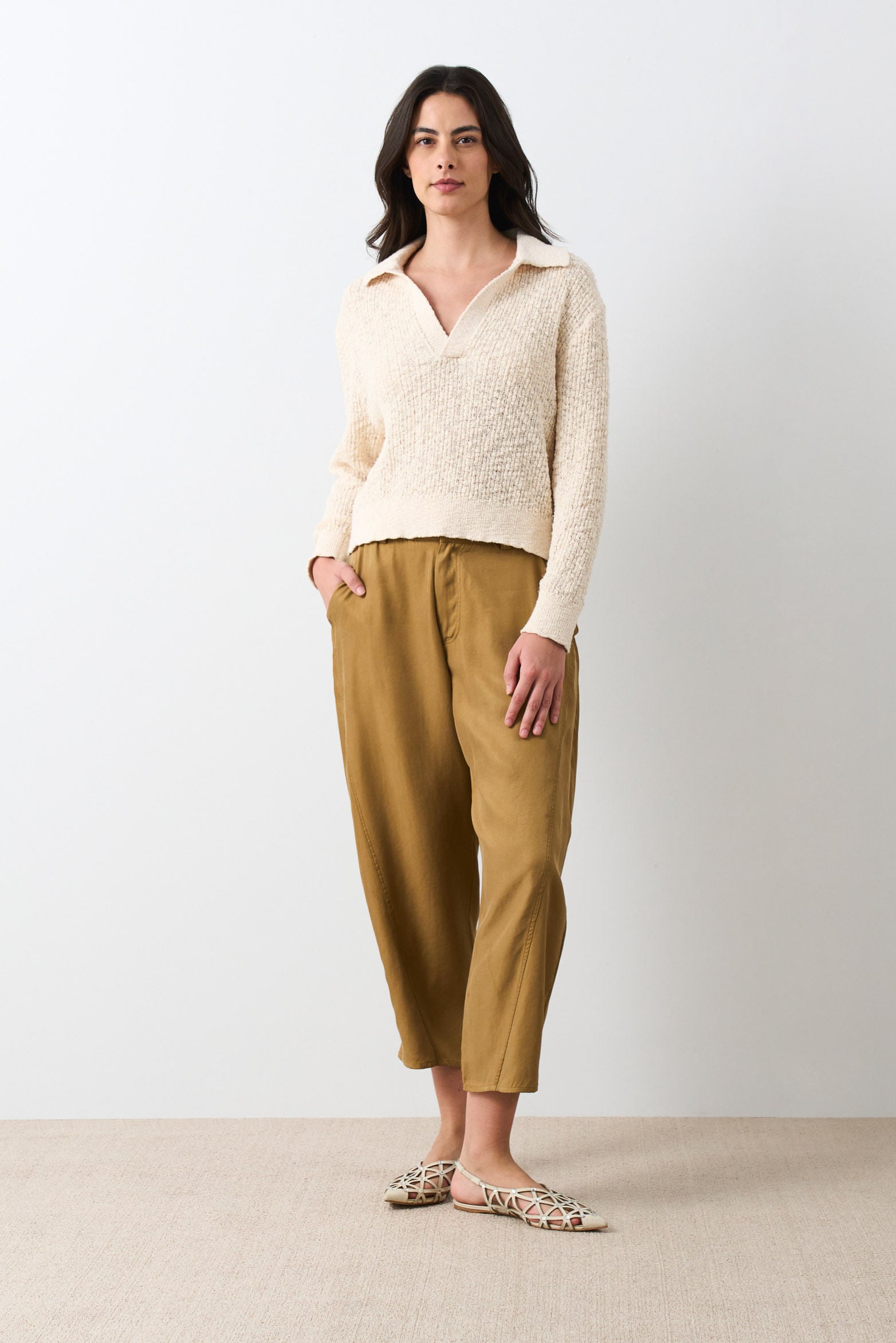 Hazel Long Sleeve Knit Polo for Women