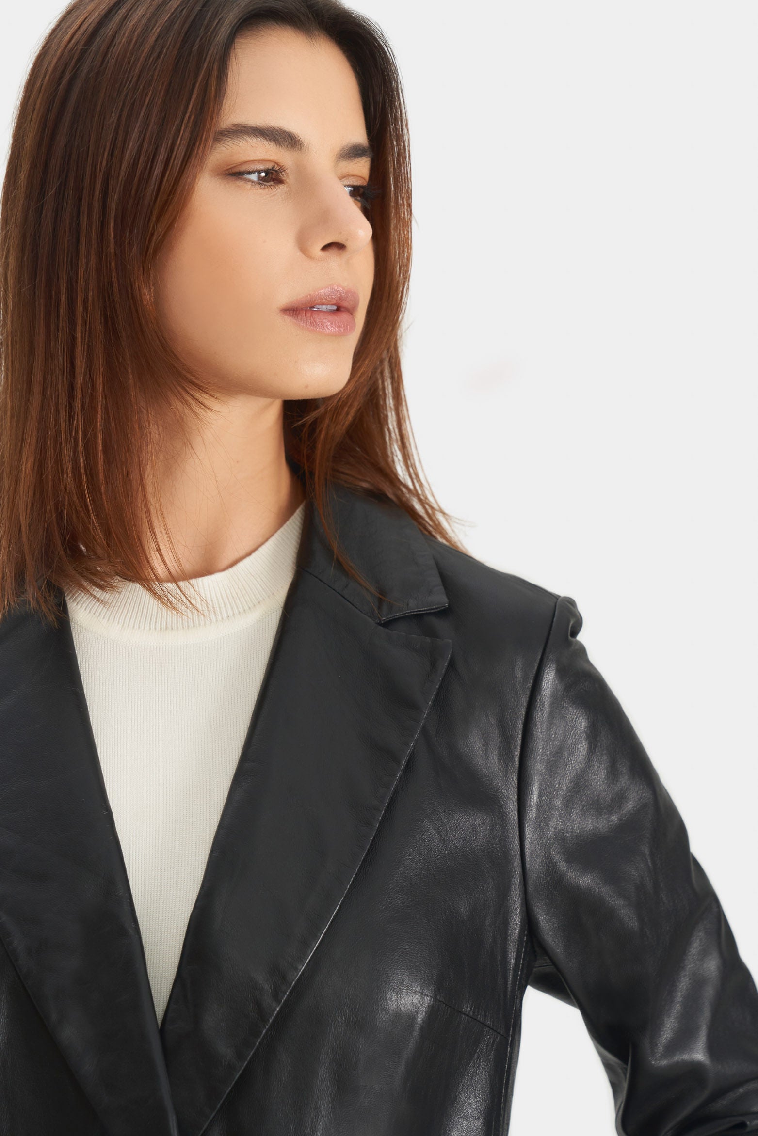 Terra CoatOvine Leather for Women with Center Button