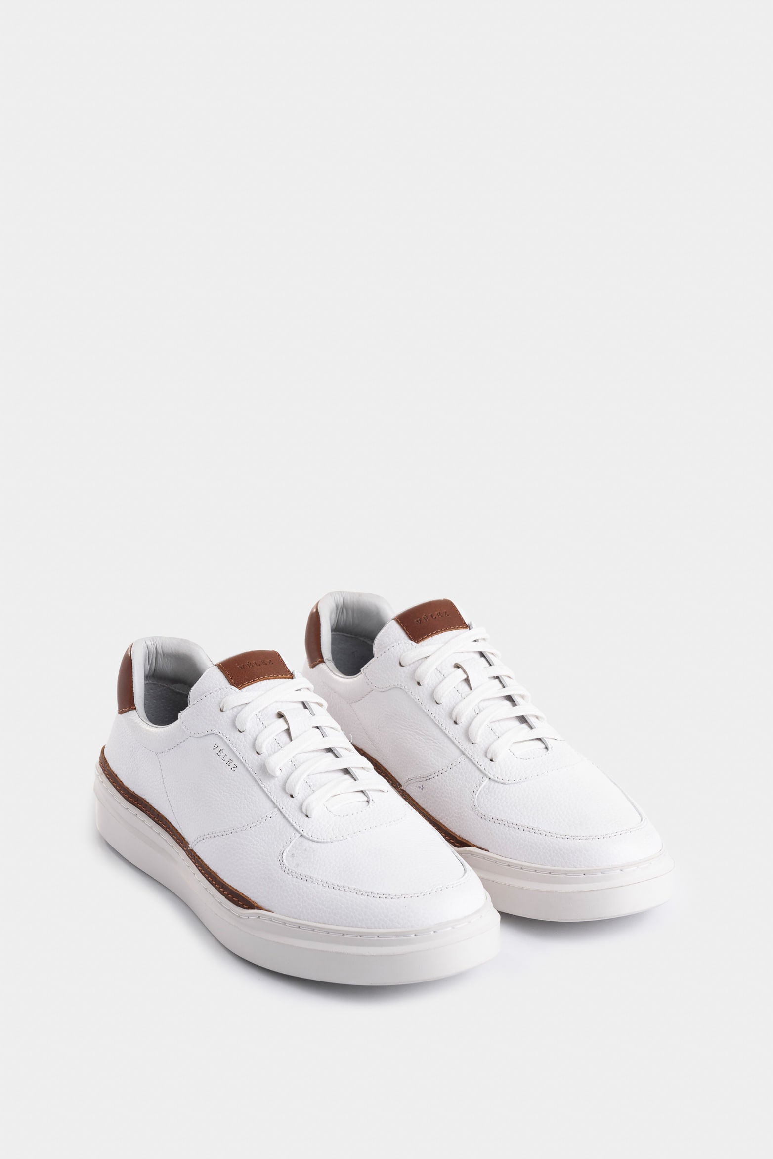Whited Leather Sneakers for Men Contrast Detail