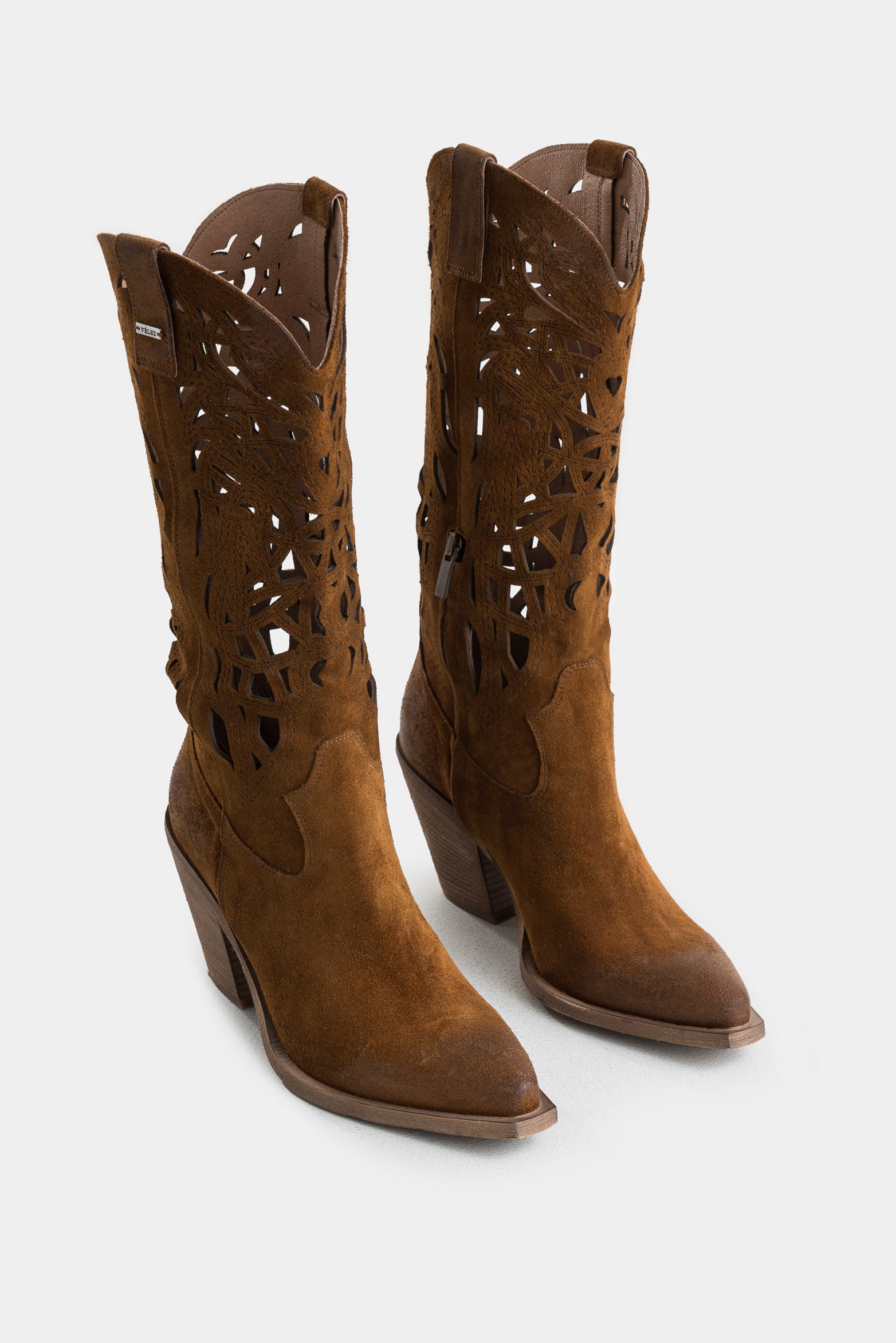 Alisa Texas Leather Boots for Women with Perforated Details