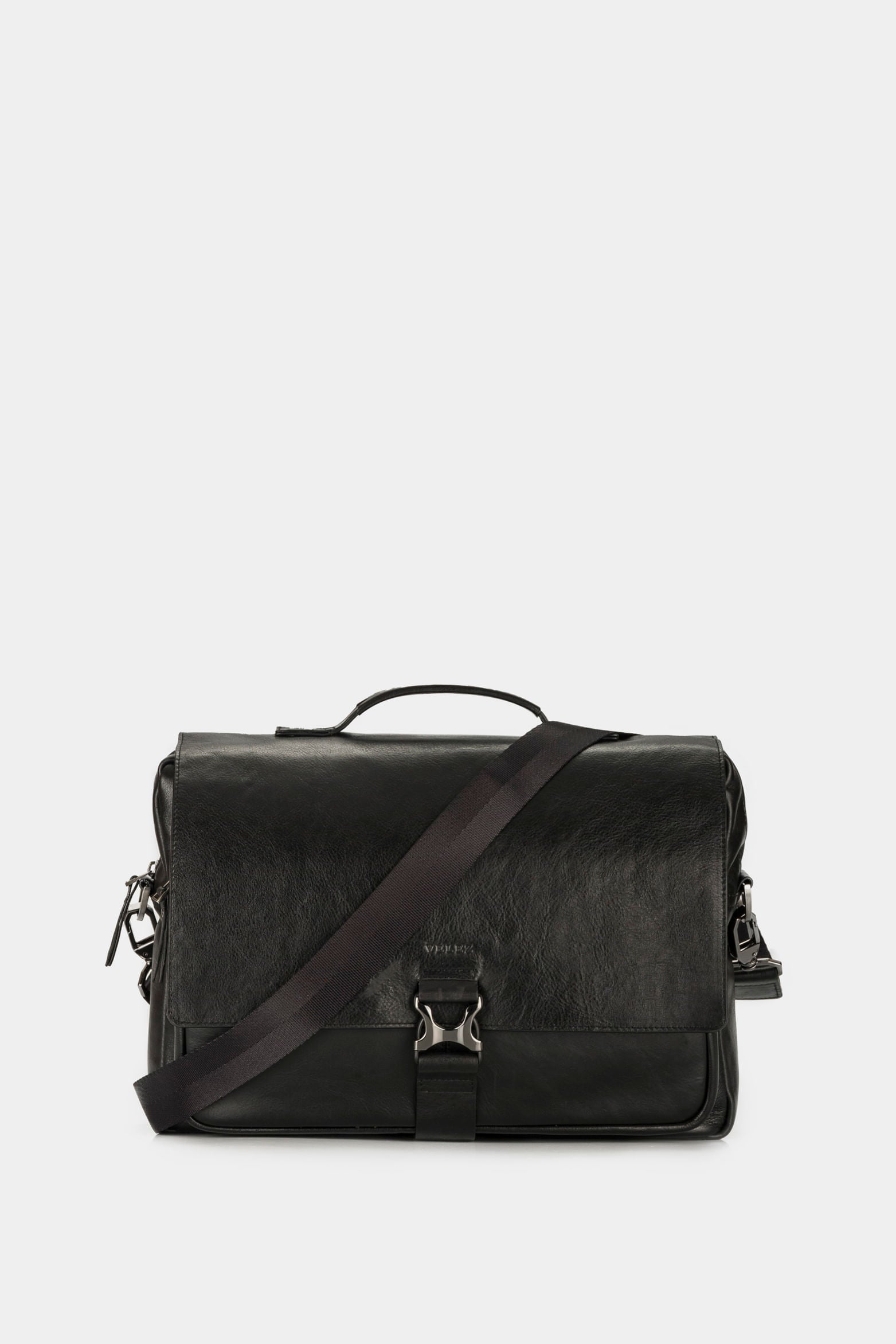 Men’s Ferrat Messenger Handbags in Black Leather with Dual Lock System