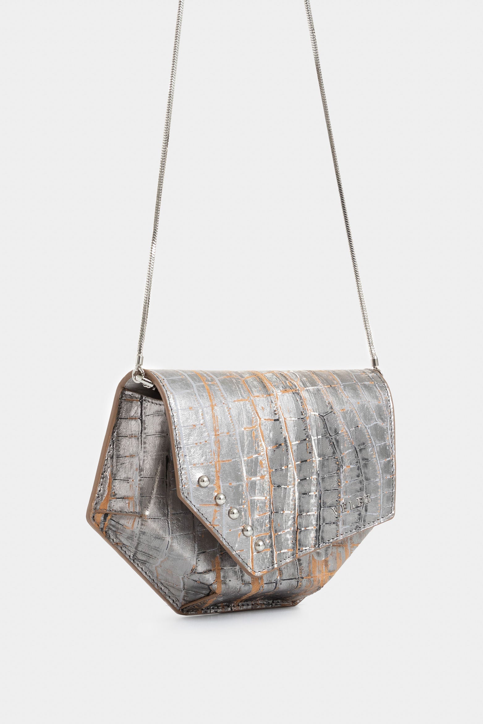 Mini Hexa Leather Crossbody Bag Asymmetrical Cut