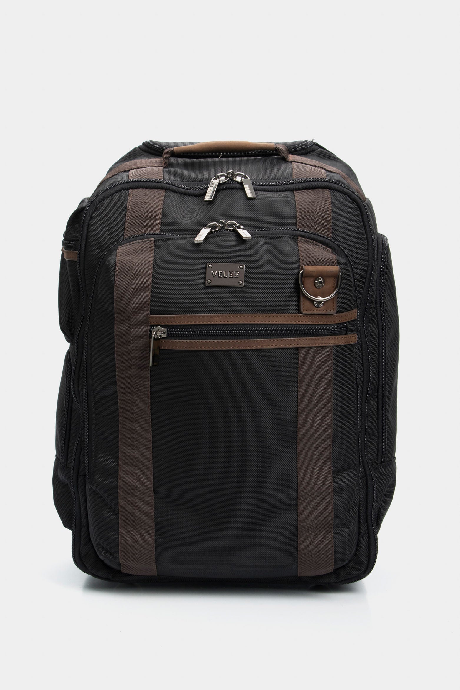 Canvas and Leather Trolley Backpack for Men with Accents