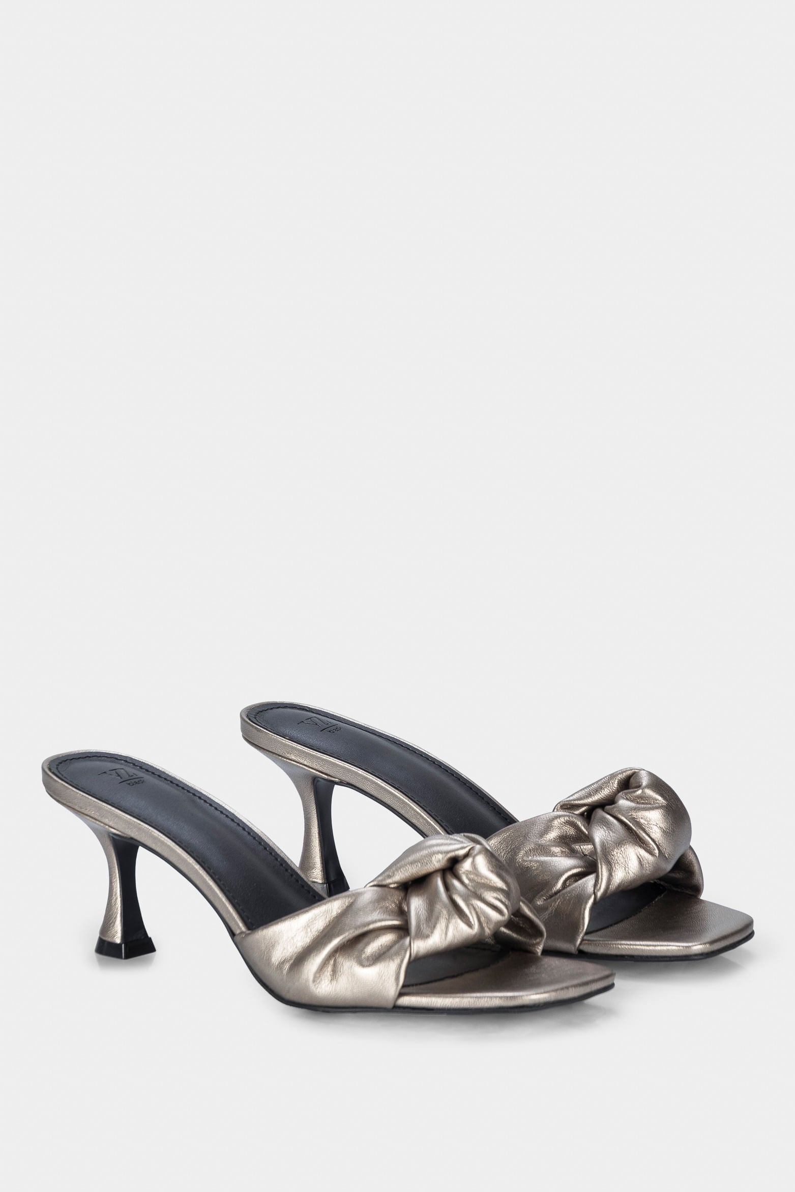 Women’s Milan Heeled Sandals in Graphite Leather with Knotted Upper