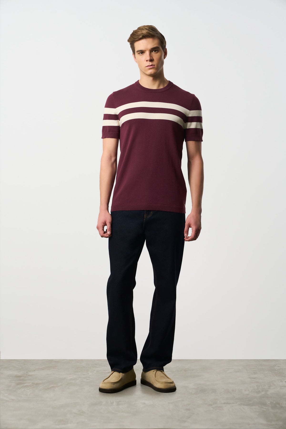 Men's Short-Sleeve Striped Knit T-Shirt