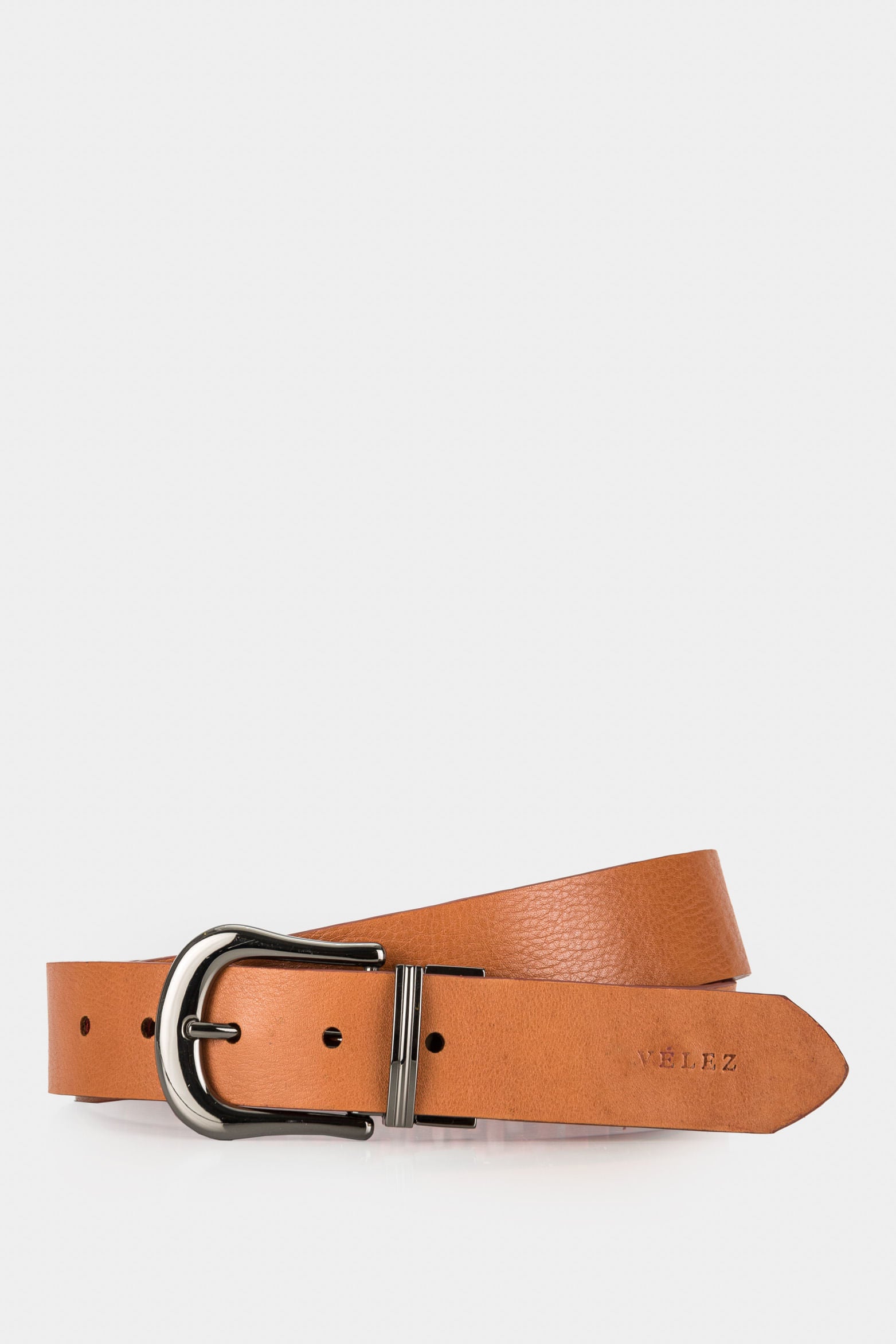 Women's reversible smooth leather belt in Citrine with aged honey