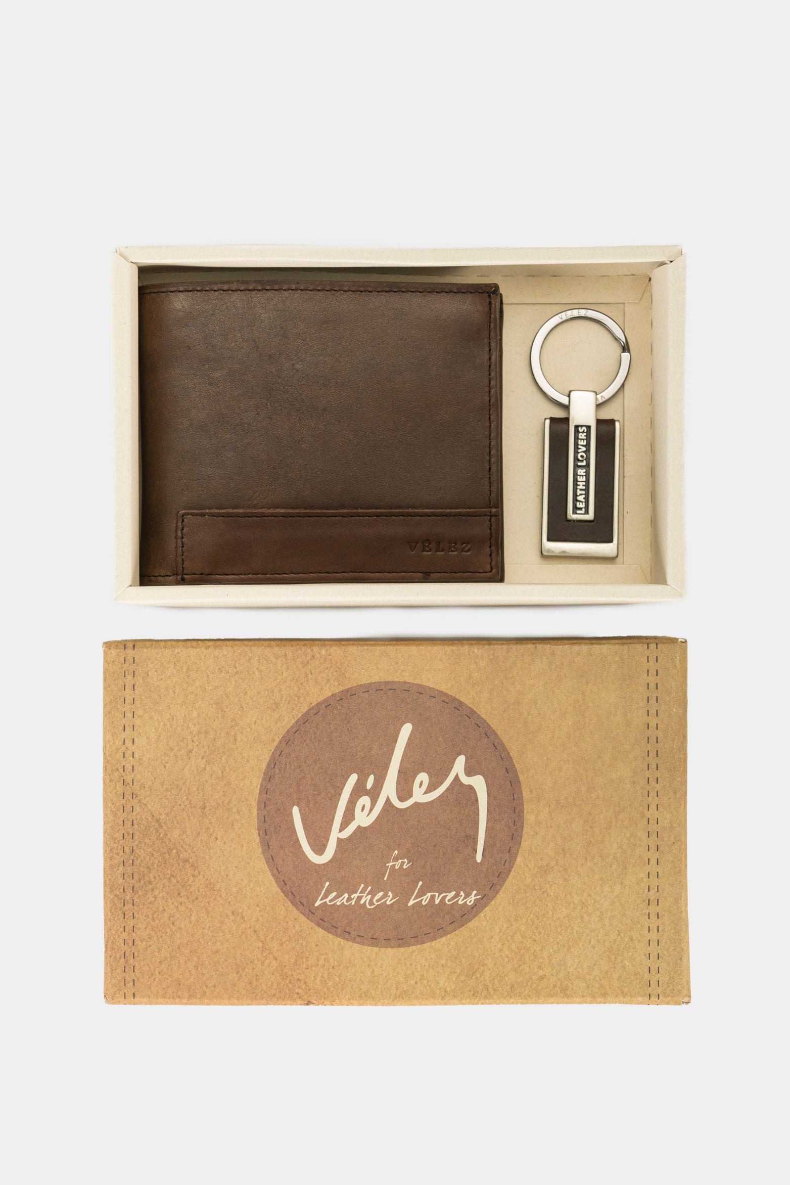 Wallet and Keychain Kit in Smooth Leather Café