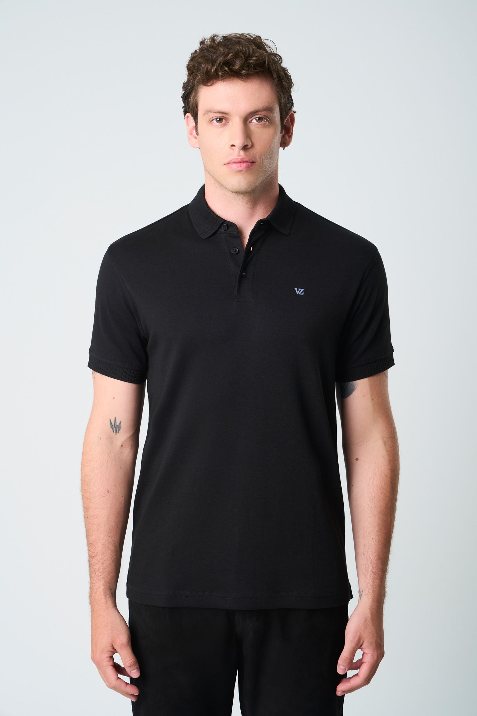 Alcor ShortSleeve Polo for Men with Ribbed Detail