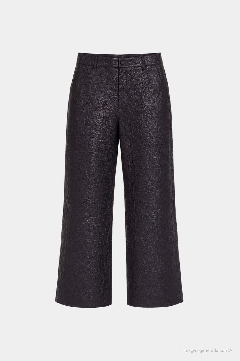 Women's Starlight Palms Leather Trousers with Orchid Embroidery