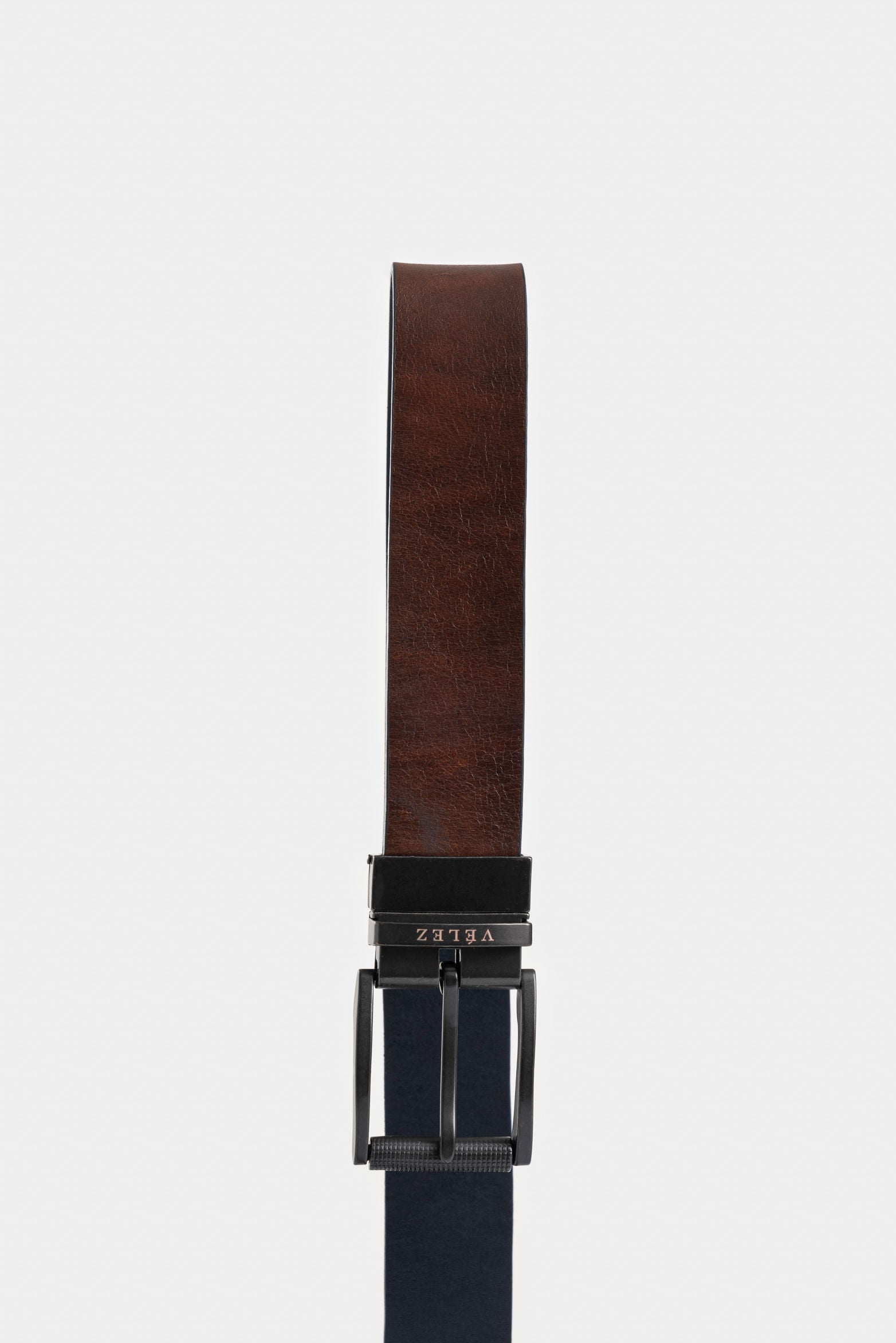 Men's Double Helix Leather Trapezoid-Tip Belt