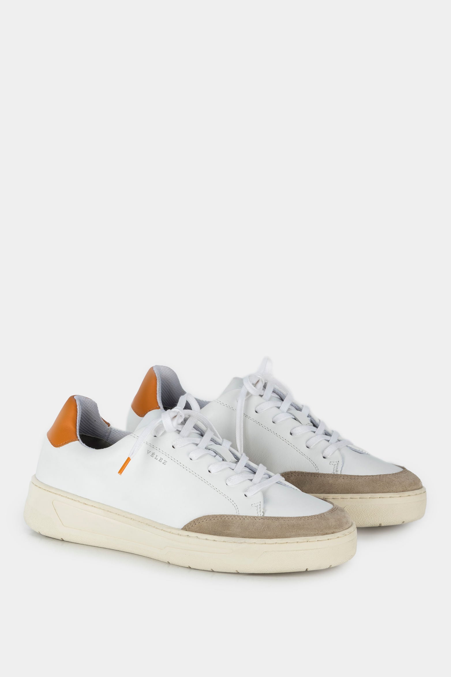 Men’s Lagoa Sneakers in White Leather with Contrasting Textures