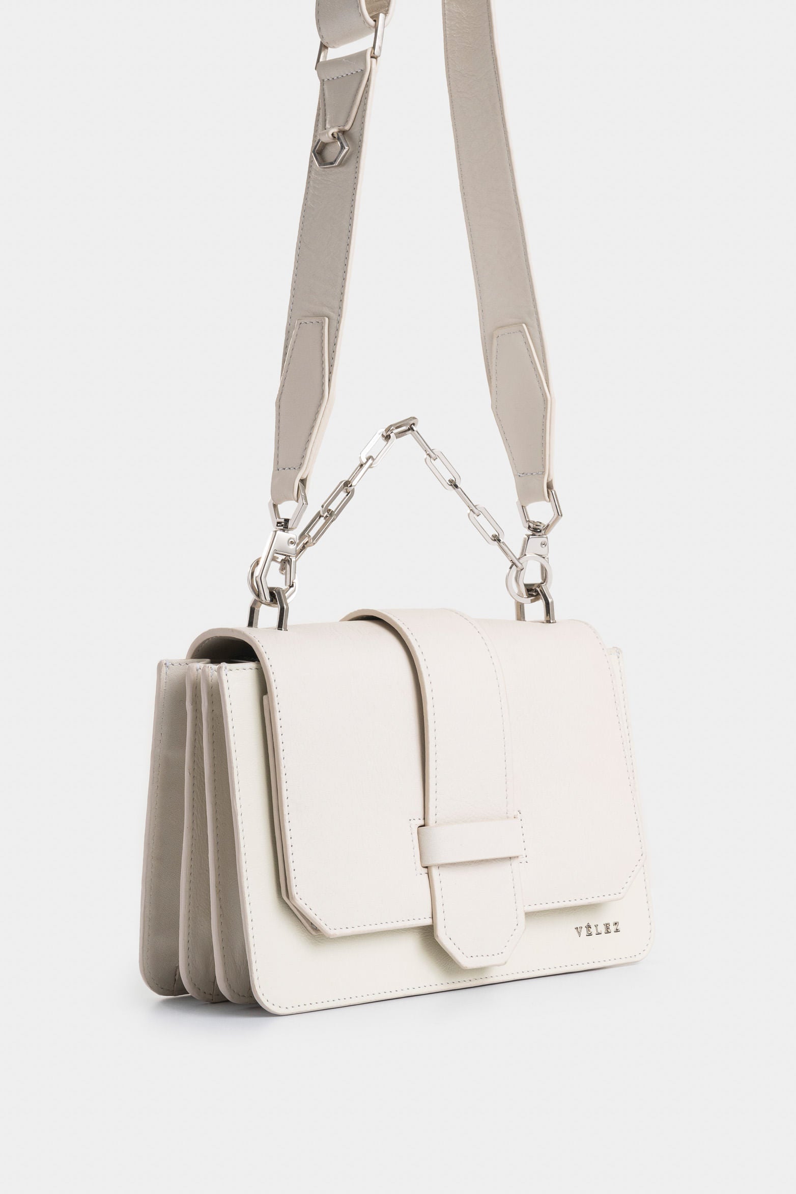 Garniel Maxi Hair Leather Bowling Bag for Women with Chain