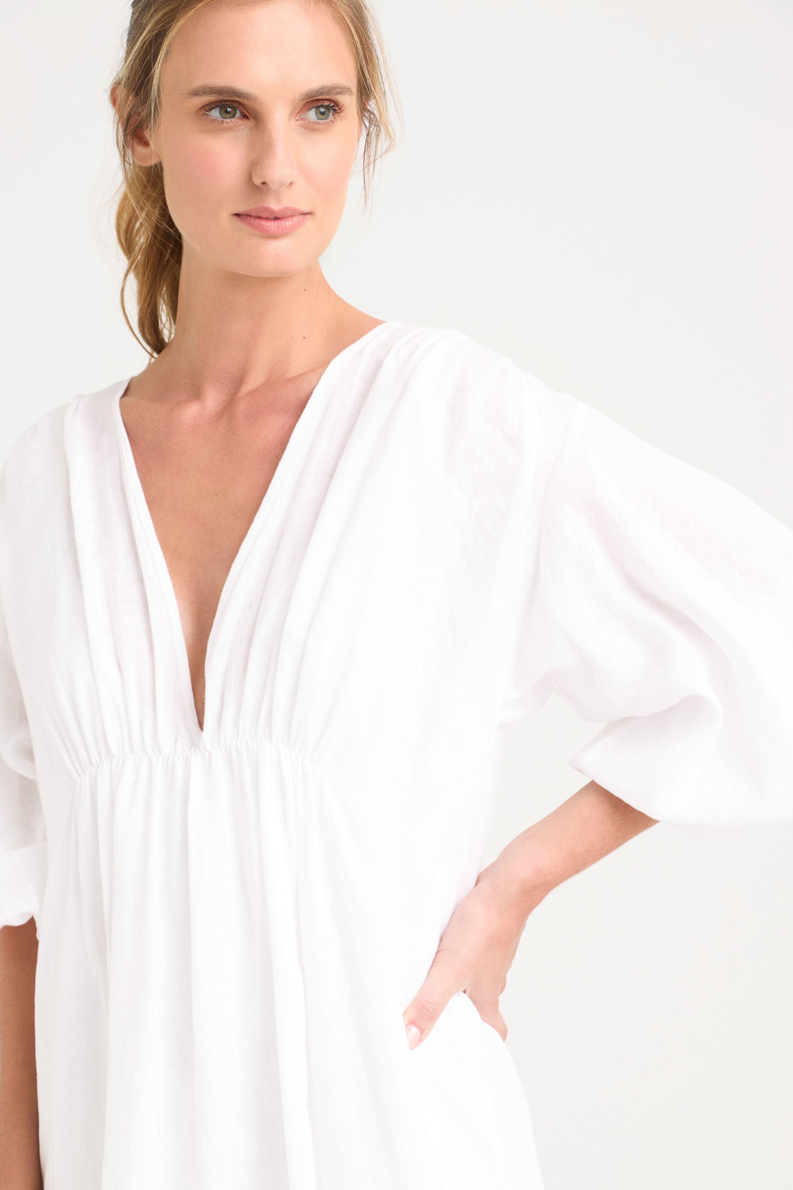 Alisa Linen Maxi Skirt with Gathered Detail for Women