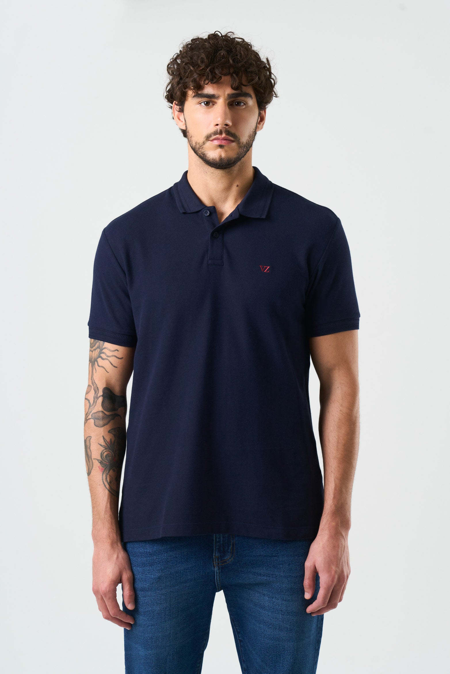 Men's Essential short-sleeved polo shirt with texture