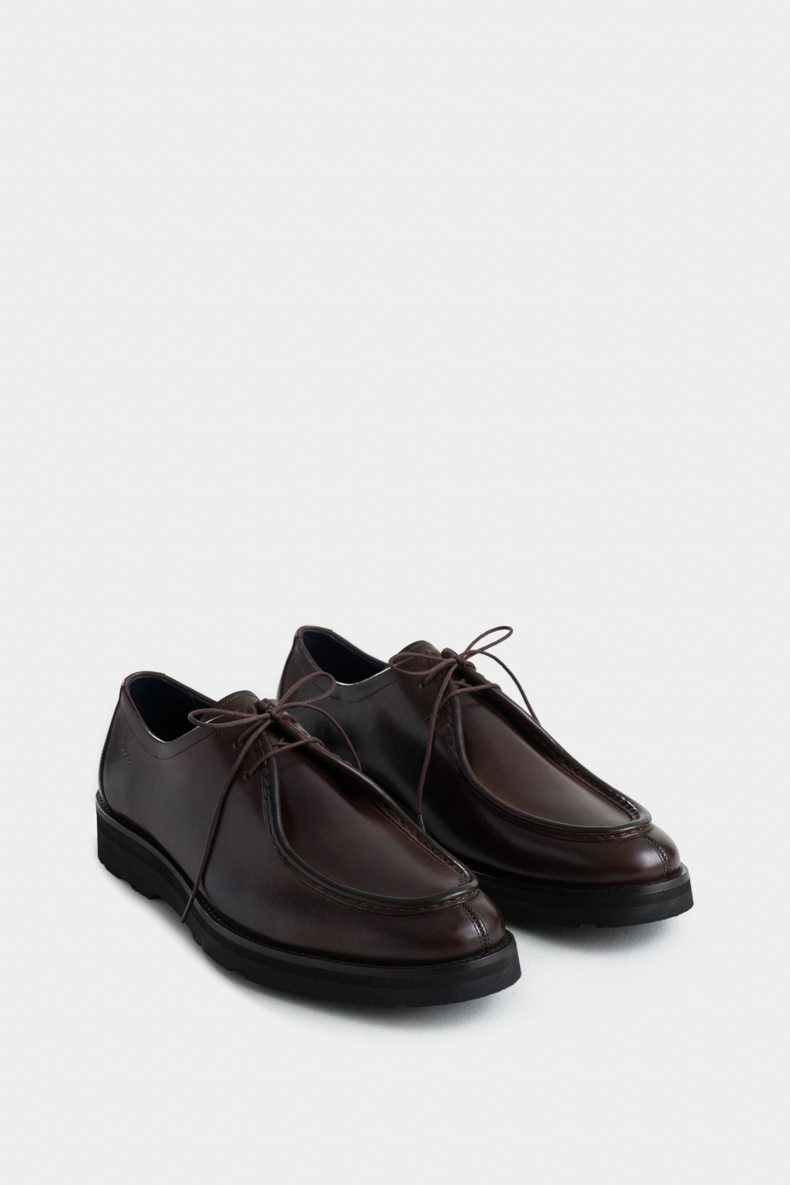 Acacia Leather Lace-Up Shoes with Woven Texture for Men