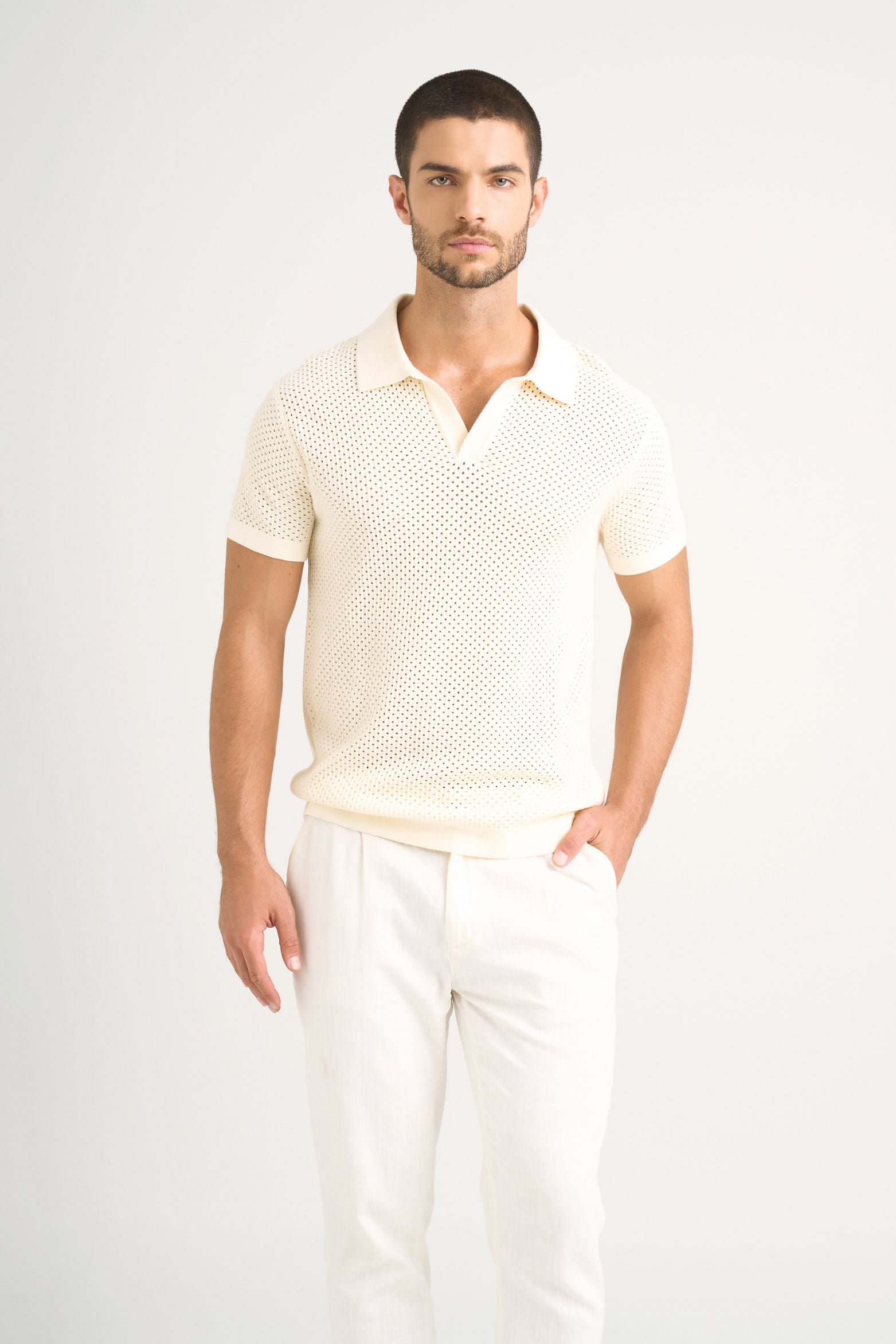 Draco 2.0 Textured Knit Short-Sleeve Polo for Men