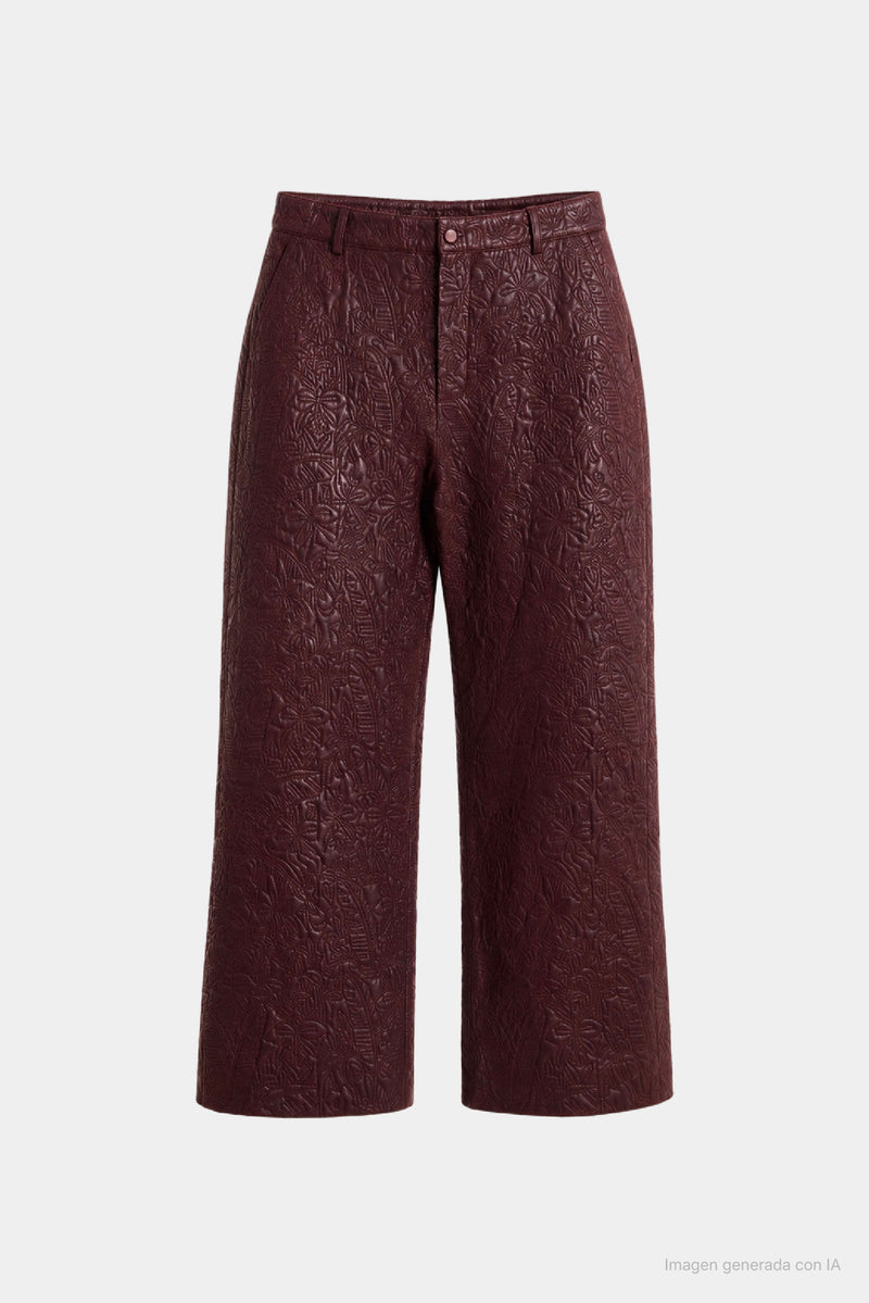Women's Starlight Palms Leather Trousers with Orchid Embroidery
