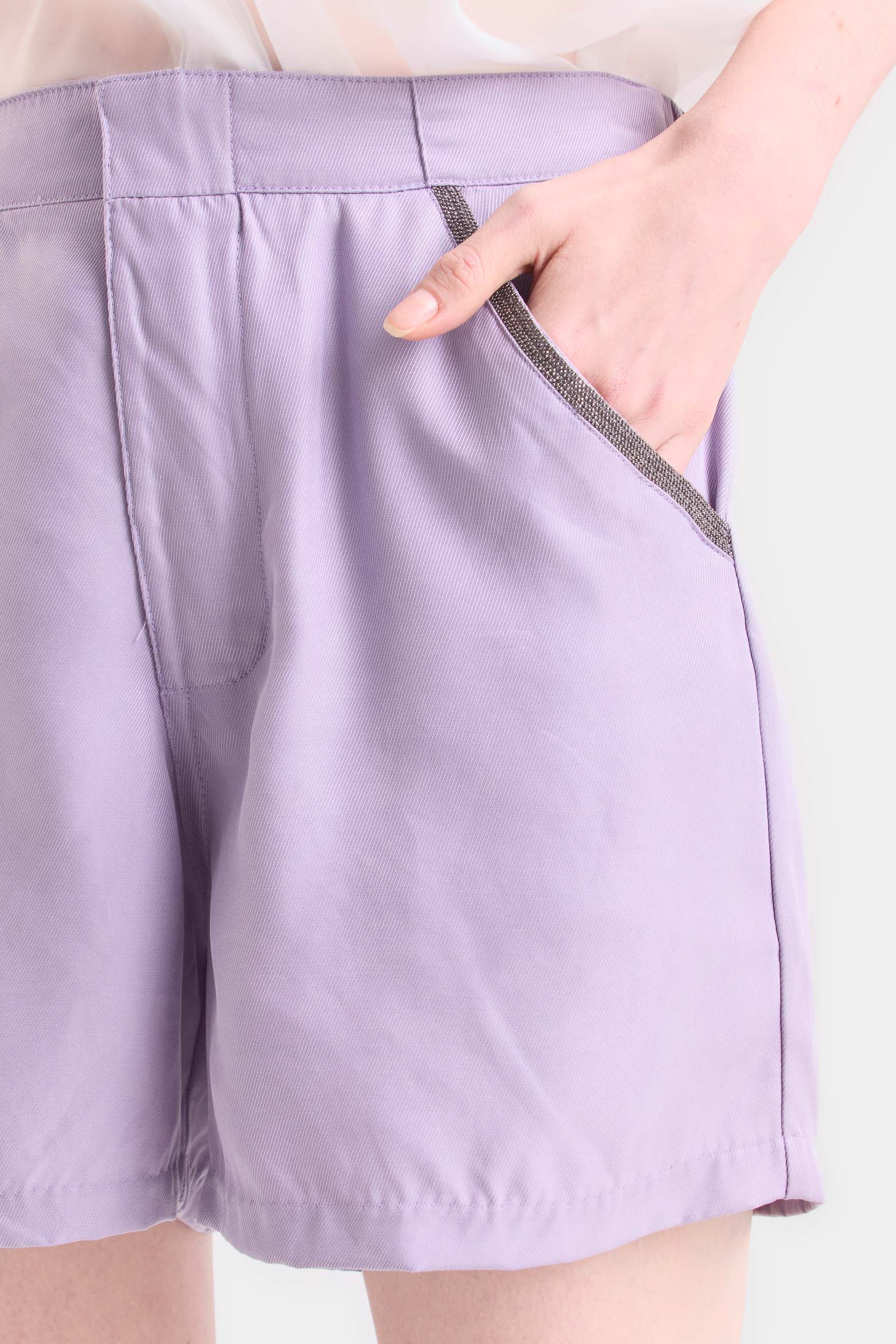 Flat Weave Short Shorts for Women with Milgrain Detail