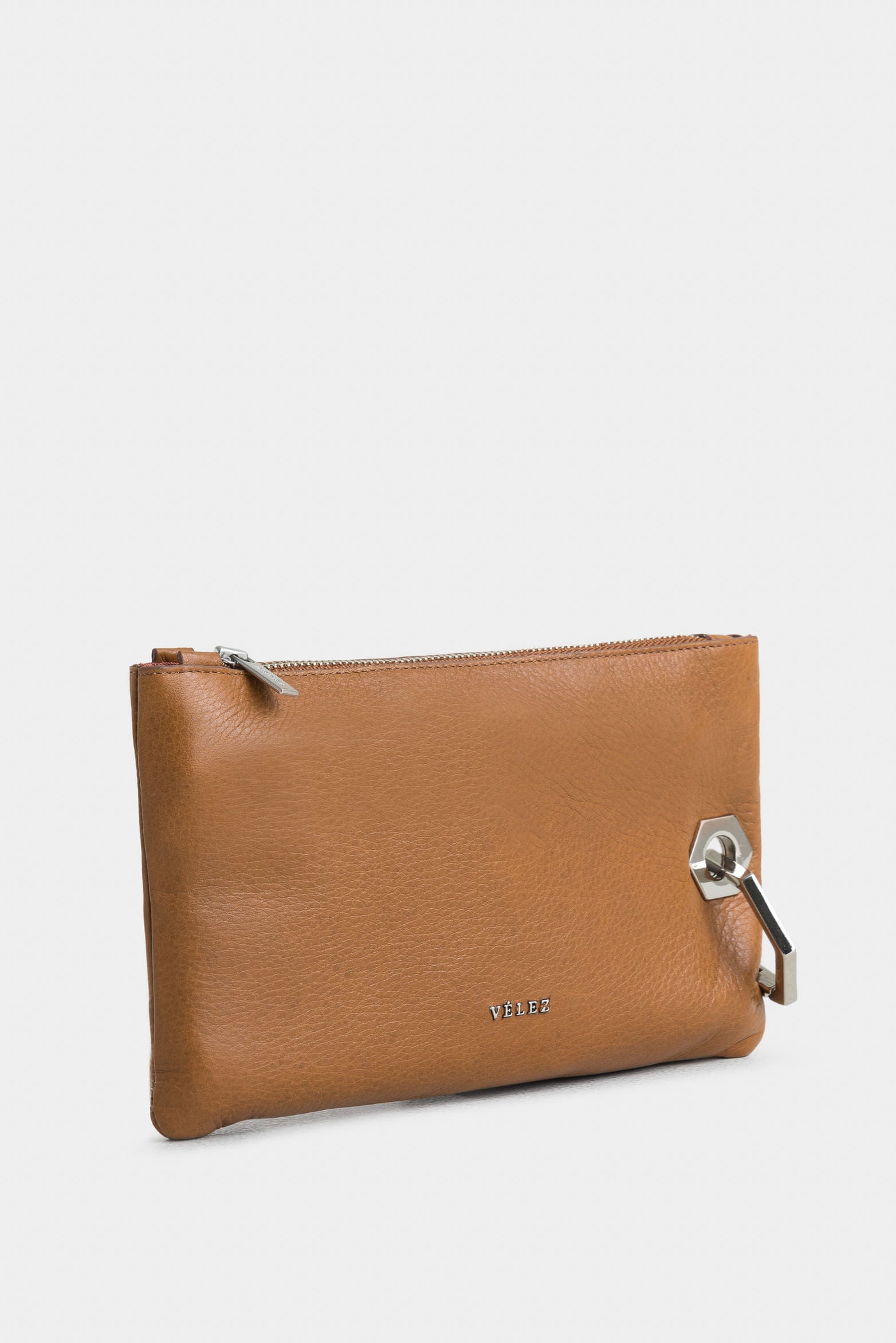 Lucía Leather Cosmetic Bag with Hexagonal Hardware for Women