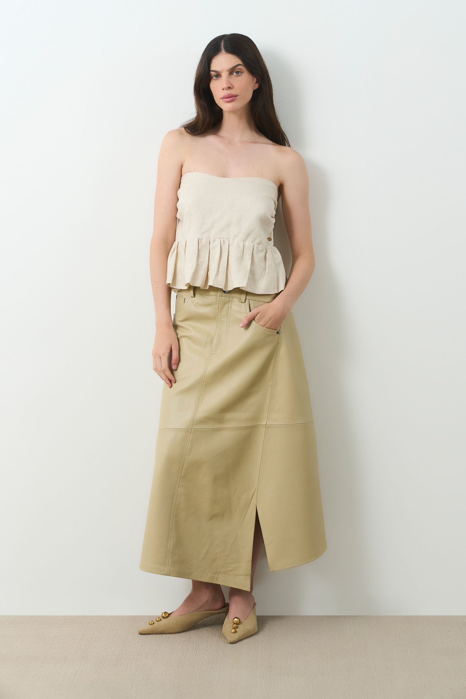 Cleo asymmetrical leather skirt for women