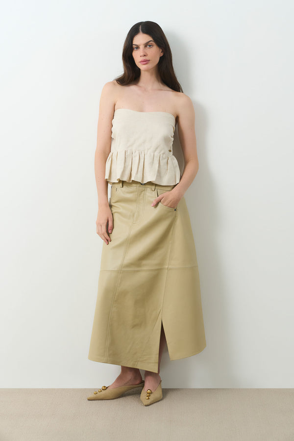 Cleo asymmetrical leather skirt for women